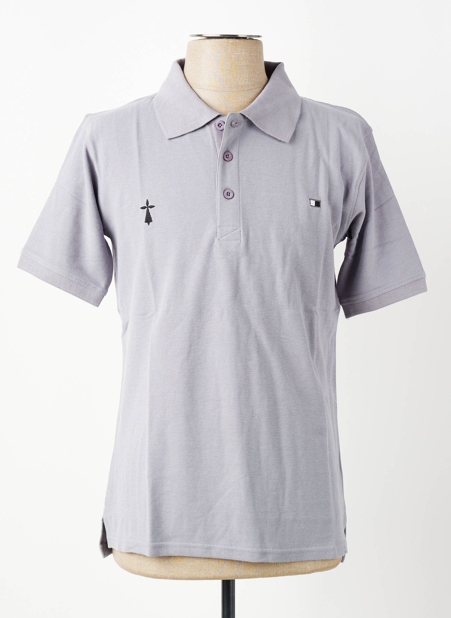Polo croială dreaptă mâneci scurte gri GWEN & BLACK bărbat