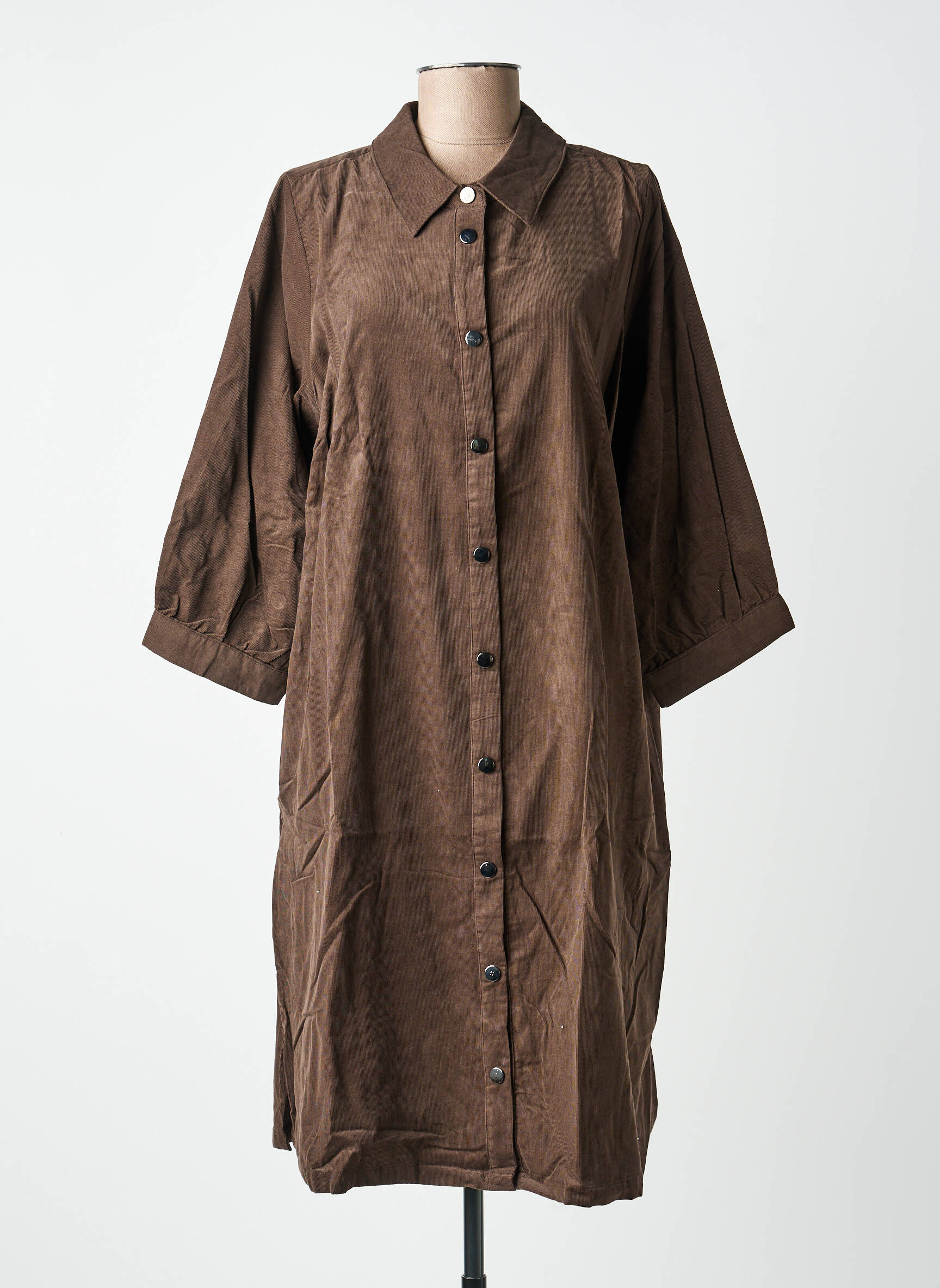 Rochie midi mâneci 3/4 mâneci 3/4 maro ZHENZI femeie