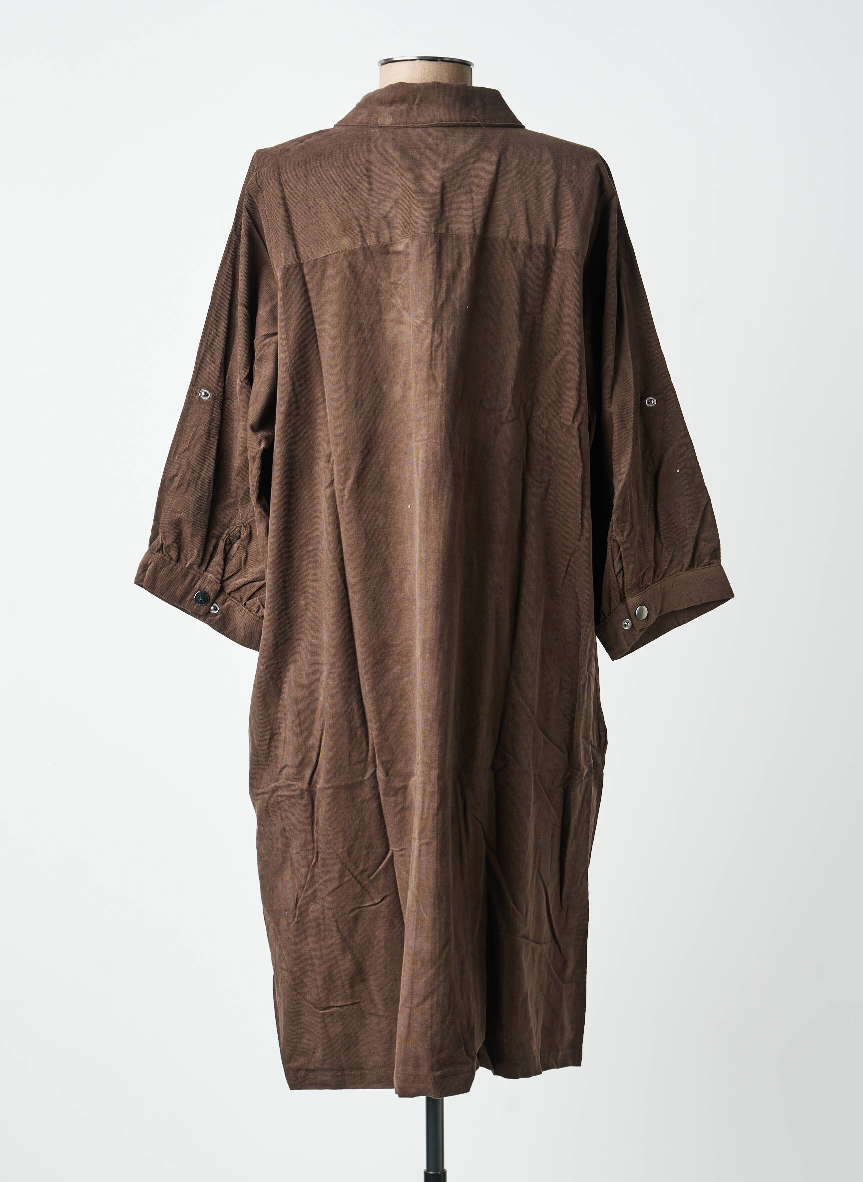 Rochie midi mâneci 3/4 mâneci 3/4 maro ZHENZI femeie