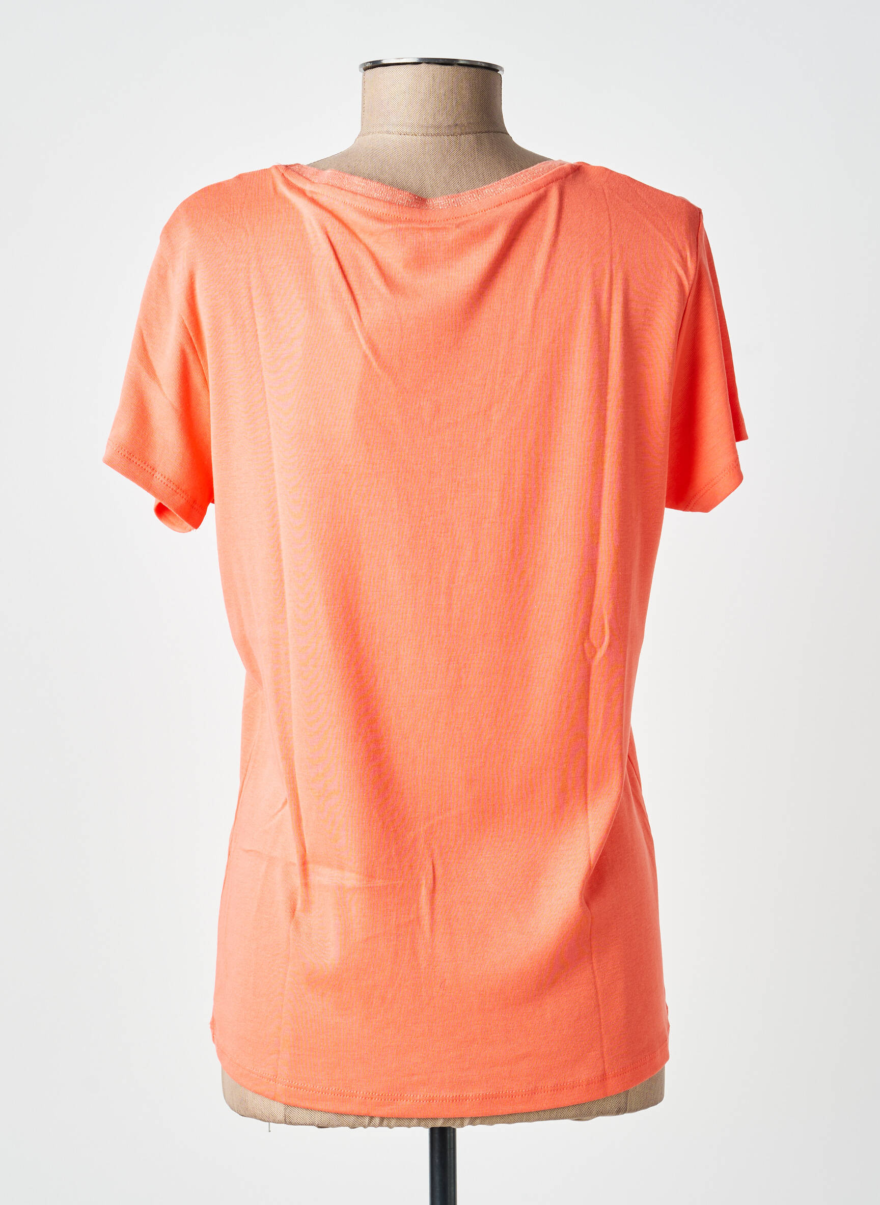 Tricou croială dreaptă mâneci scurte portocalie C'EST BEAU LA VIE femeie