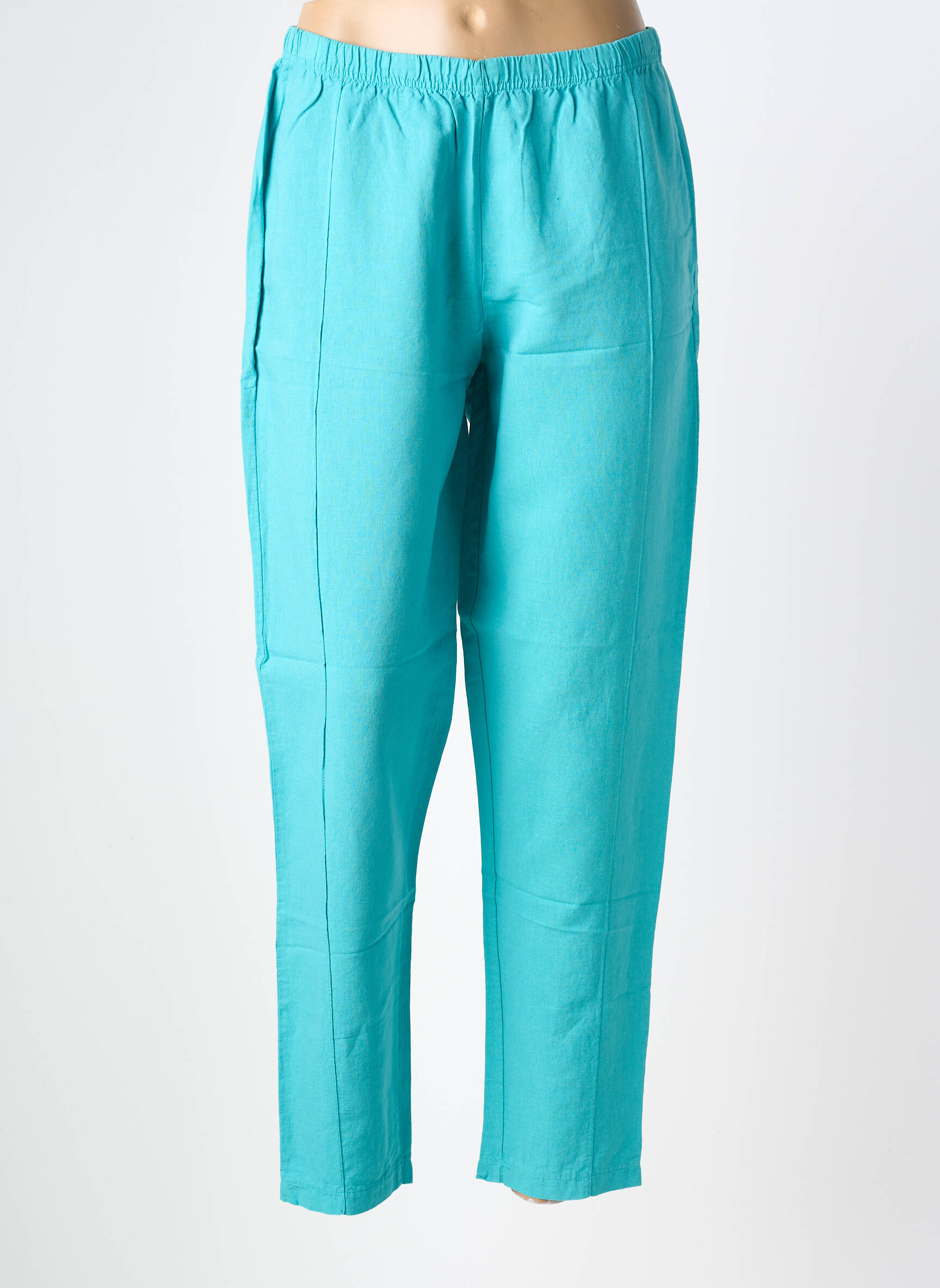 Pantalon larg țesătură poplin mărime normală albastru G!OZE femeie