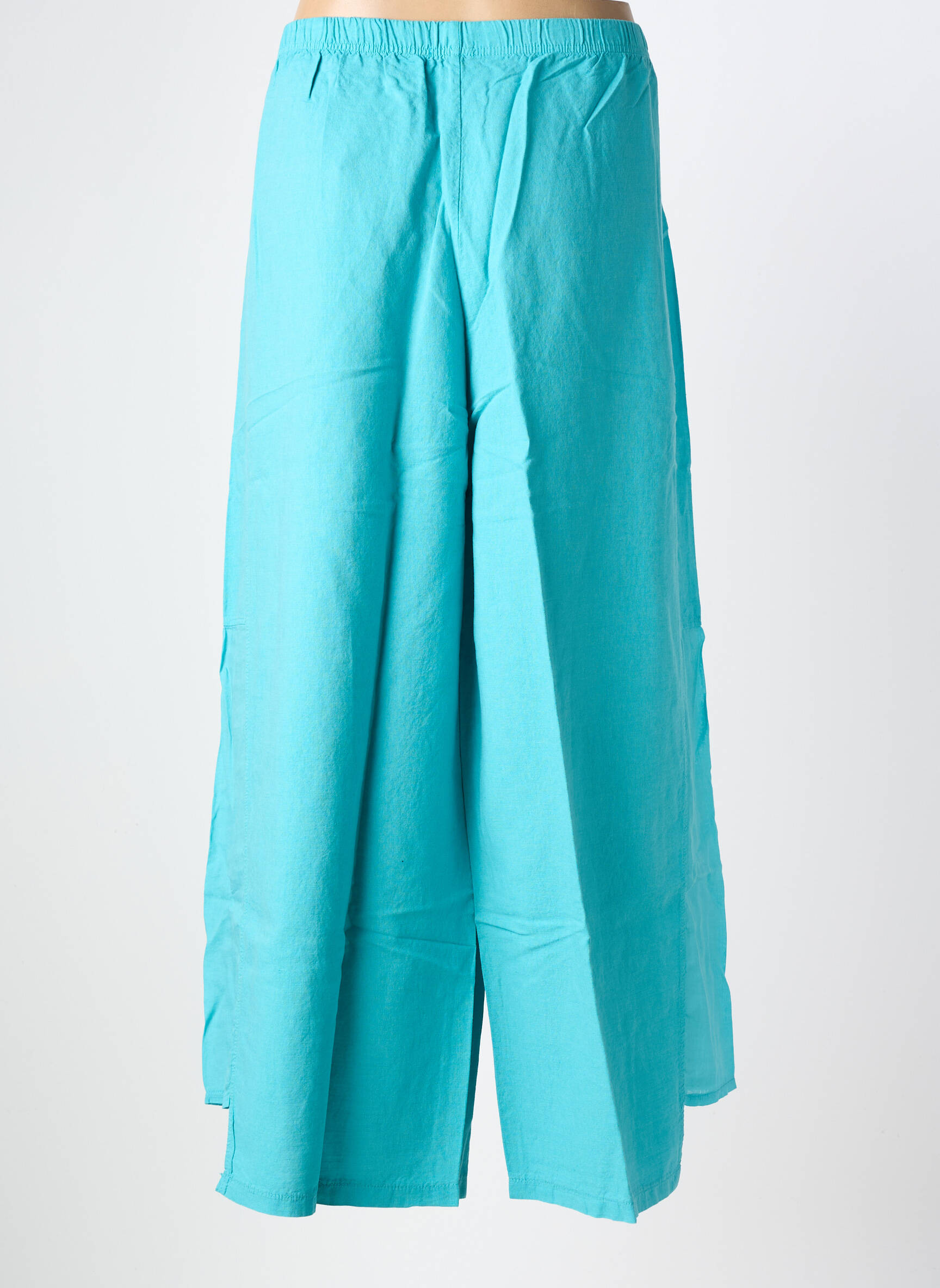 Pantalon larg țesătură poplin mărime normală albastru G!OZE femeie