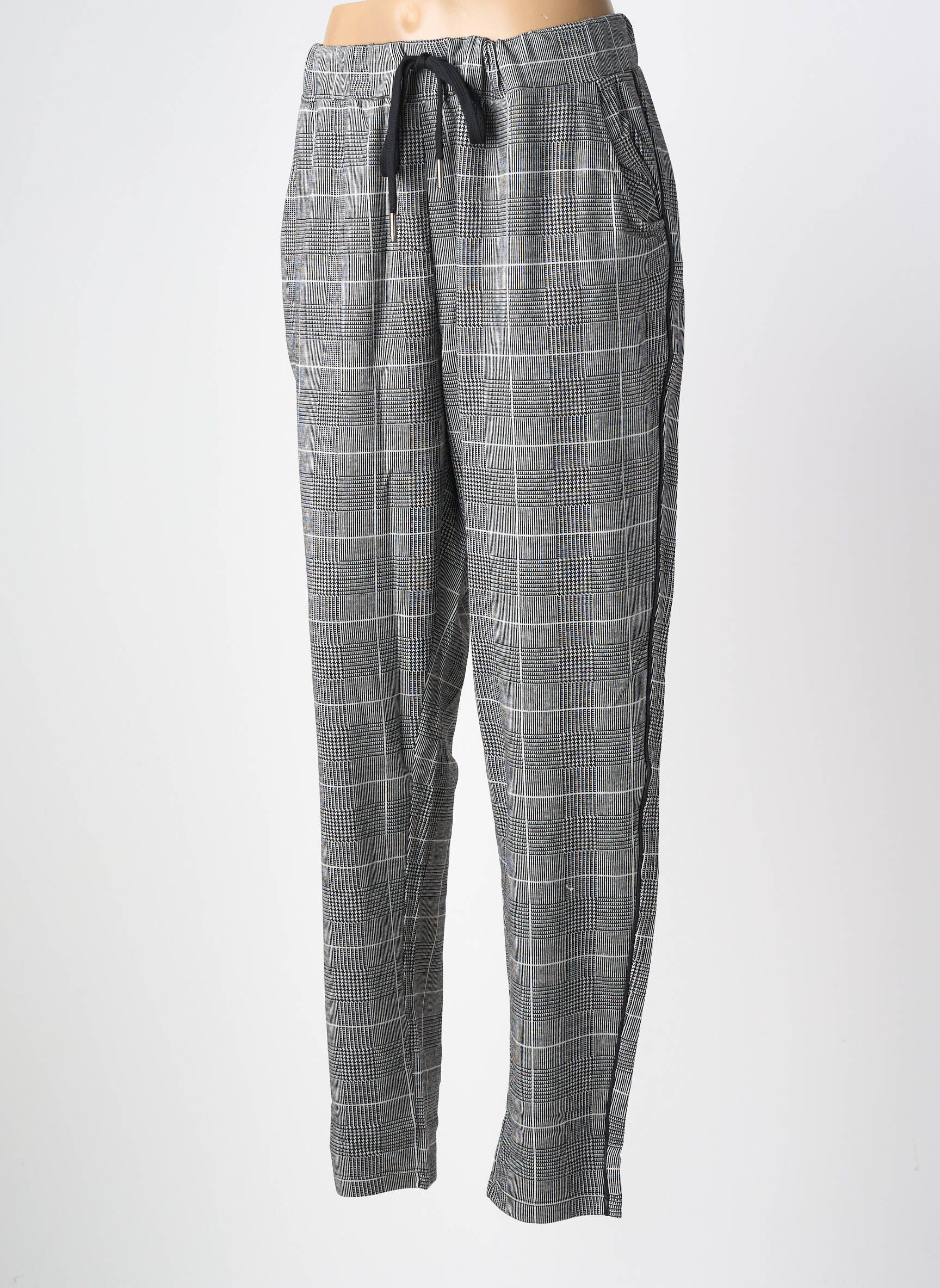 Pantalon slim talie elastică mărime normală gri ZHENZI femeie