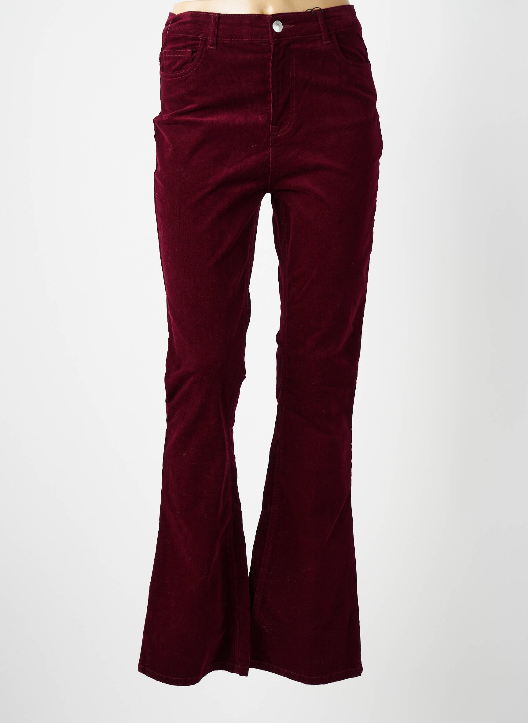 Pantalon evazat elasticitate talie înaltă roșu PIECES femeie