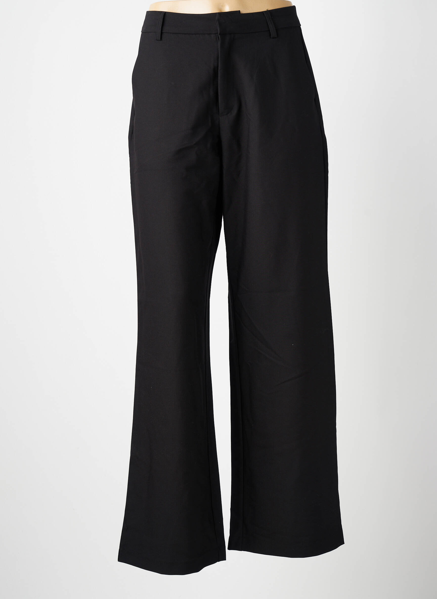 Pantalon larg țesătură poplin talie înaltă negru TIFFOSI femeie