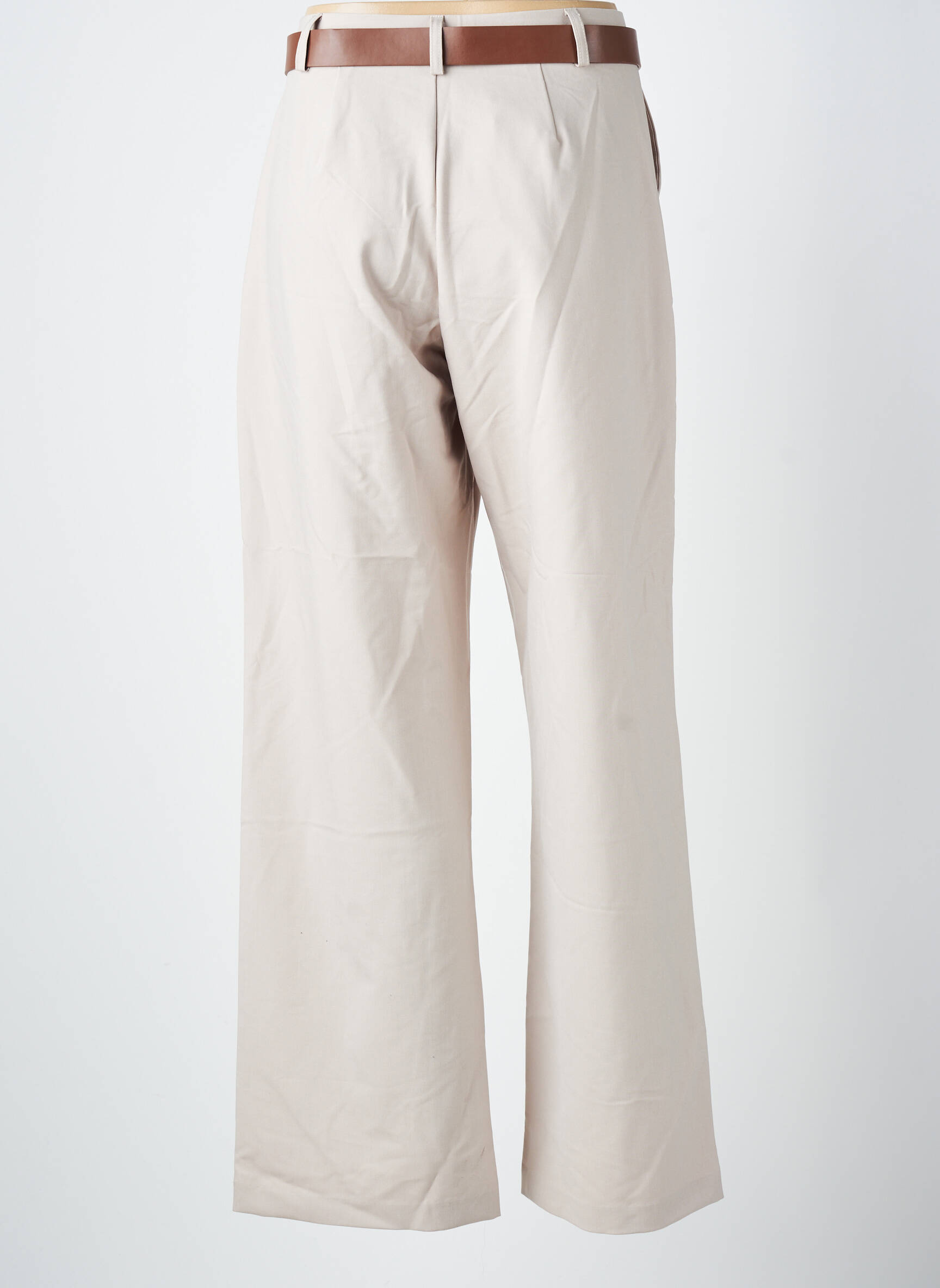 Pantalon larg țesătură poplin talie înaltă bej TIFFOSI femeie