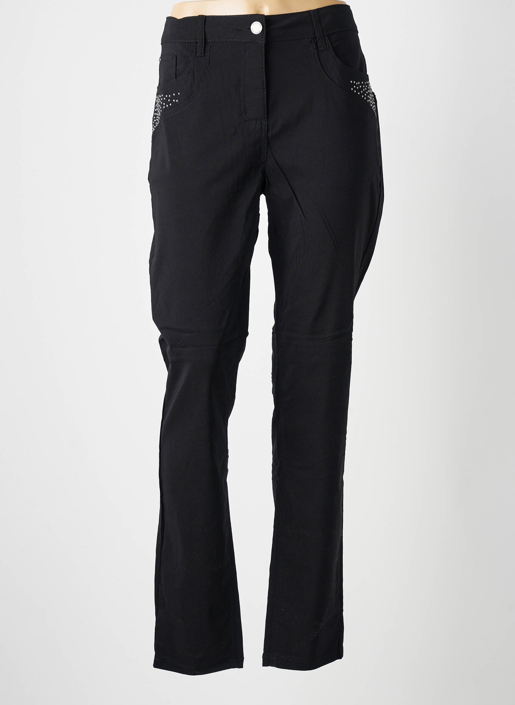 Pantalon slim țesătură poplin mărime normală negru ZHENZI femeie