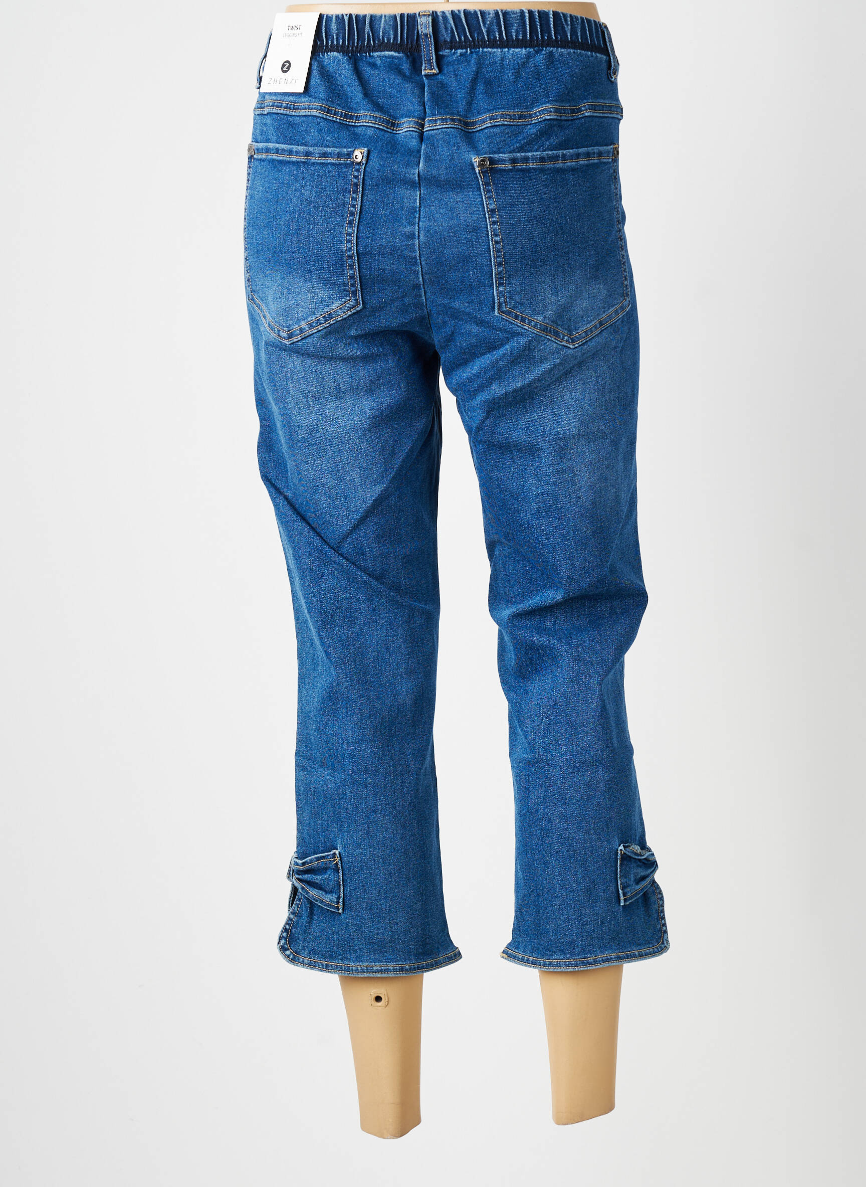 Pantalon trei sferturi elasticitate mărime normală albastru ZHENZI femeie