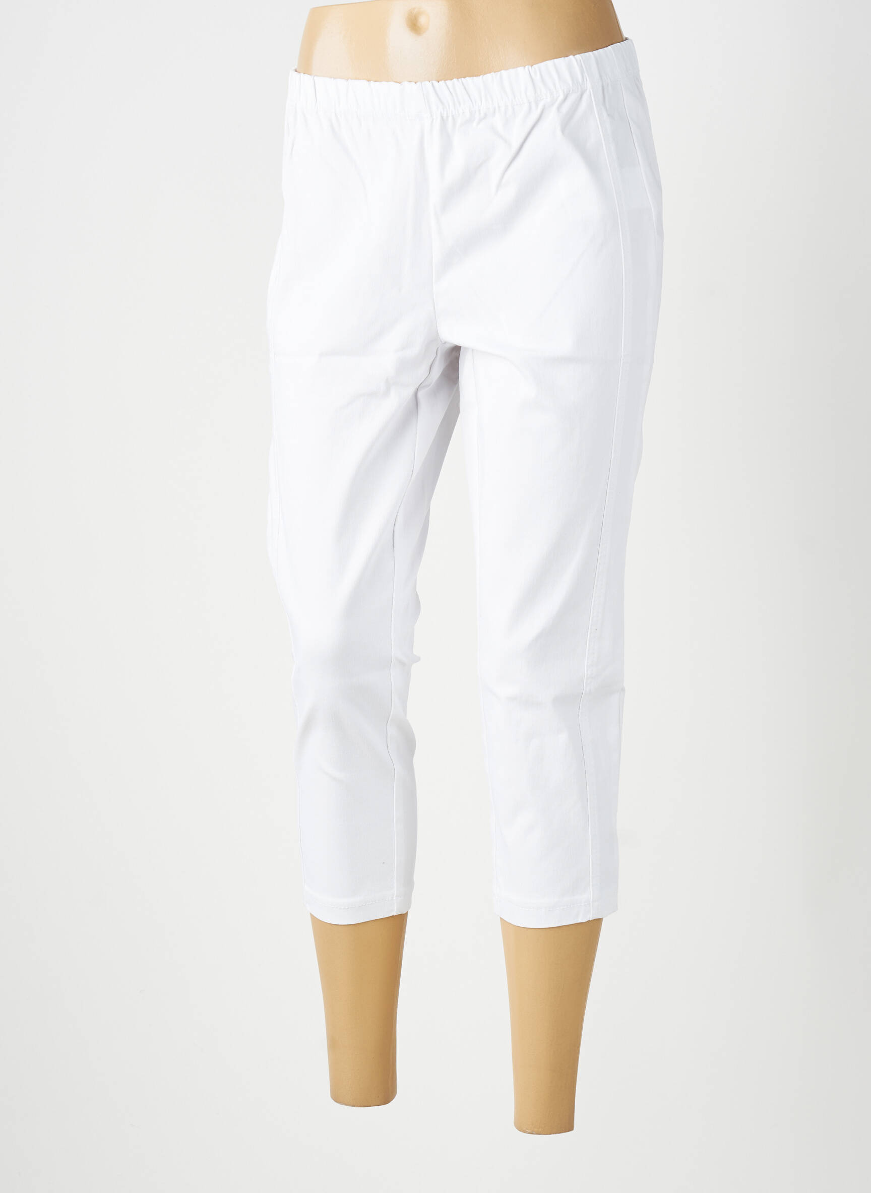 Pantalon trei sferturi elasticitate mărime normală alb ZHENZI femeie