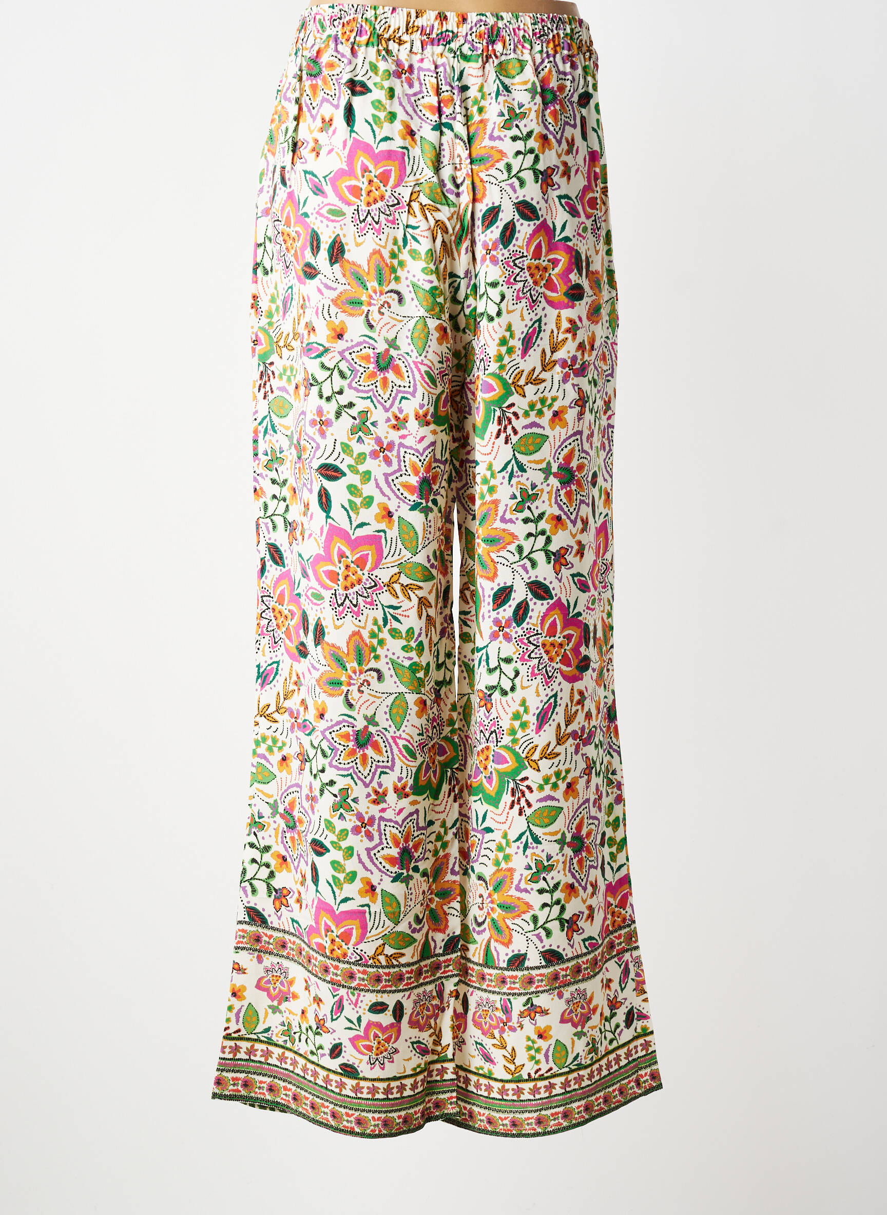 Pantalon larg țesătură crep mărime normală verde JULIE GUERLANDE femeie