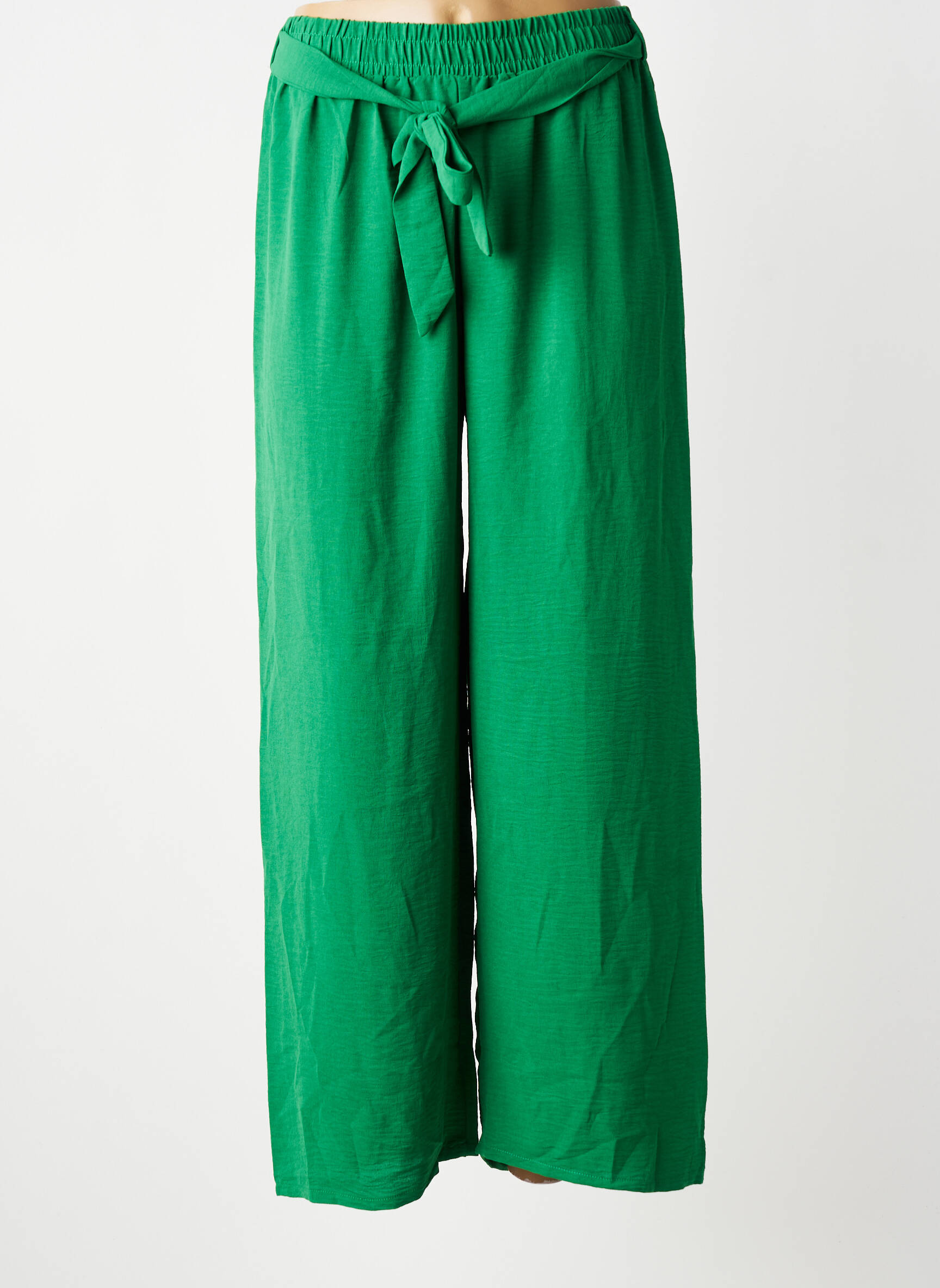 Pantalon larg croială fluidă mărime normală verde PM MERE & FILLE femeie