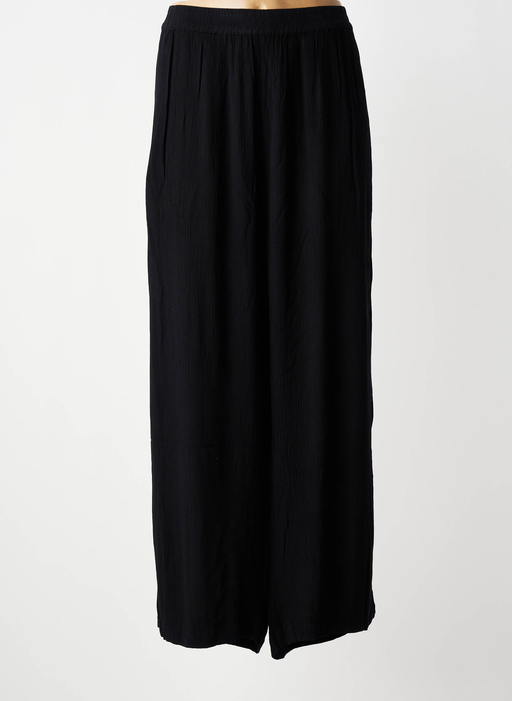 Pantalon larg țesătură crep mărime normală negru KAFFE femeie