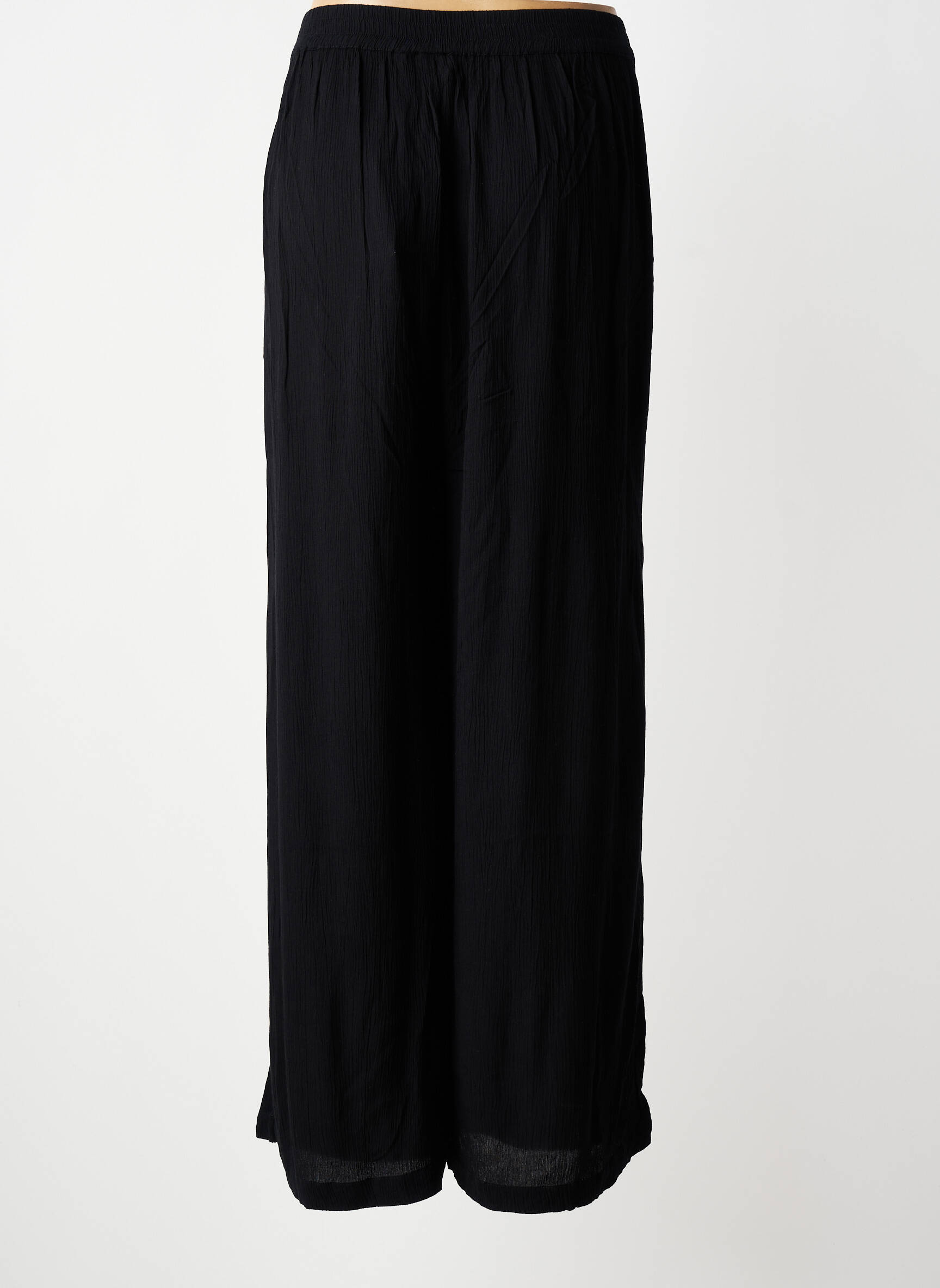 Pantalon larg țesătură crep mărime normală negru KAFFE femeie
