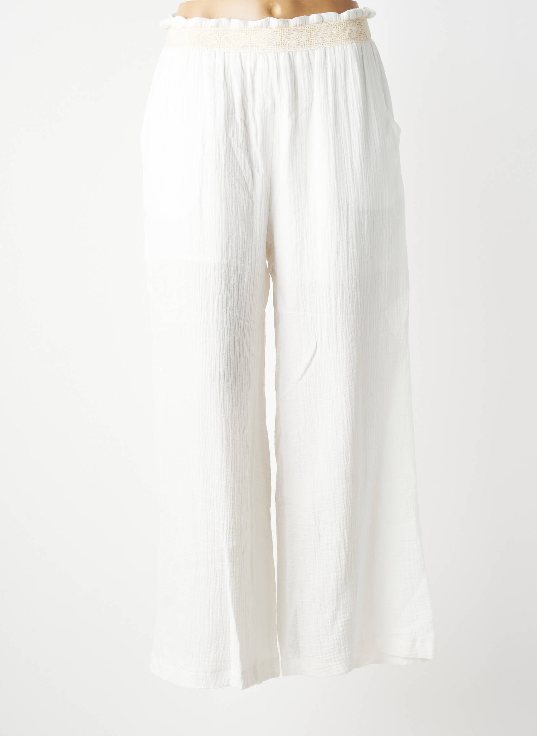Pantalon larg țesătură crep mărime normală alb KILKY femeie