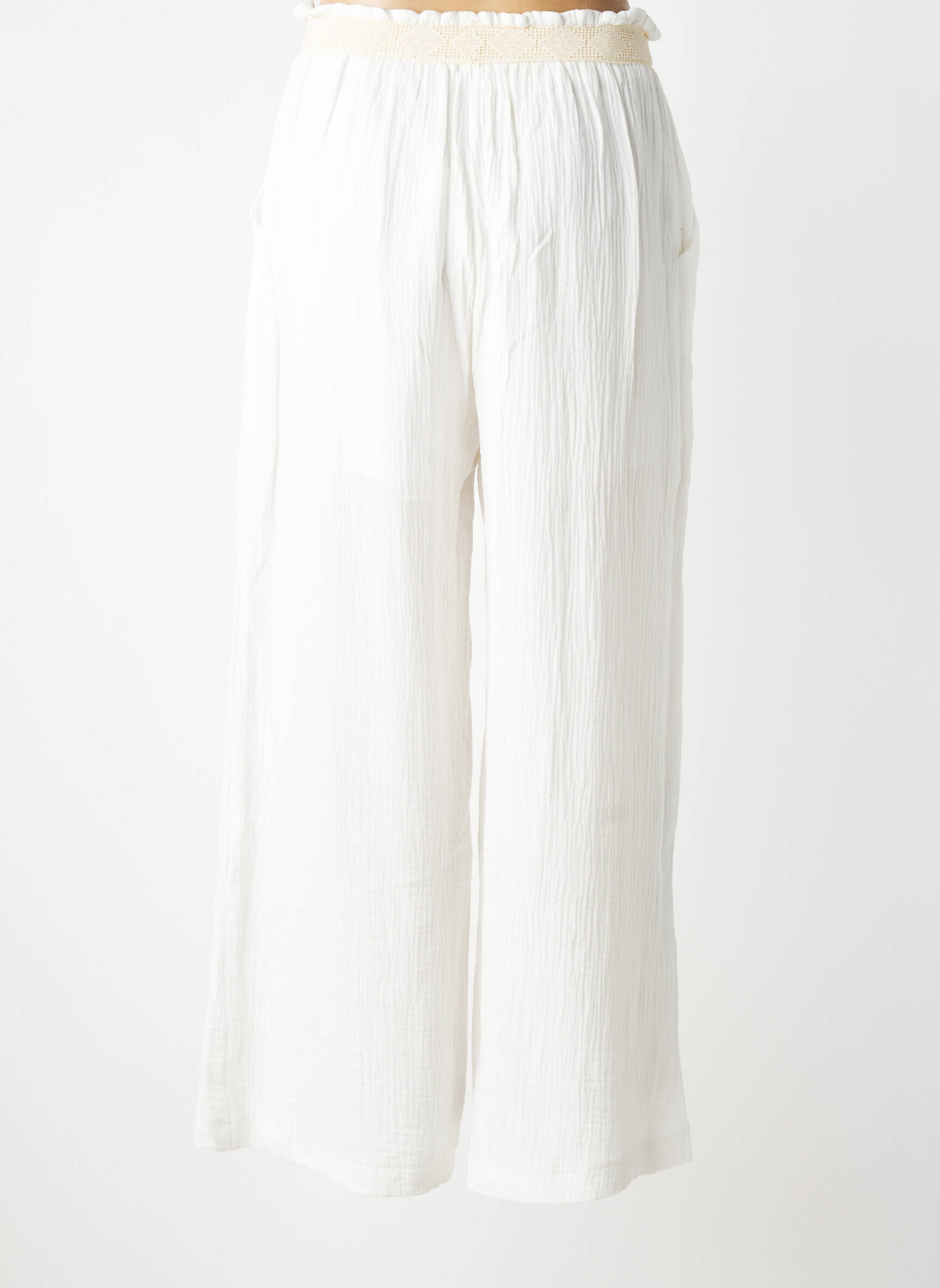Pantalon larg țesătură crep mărime normală alb KILKY femeie