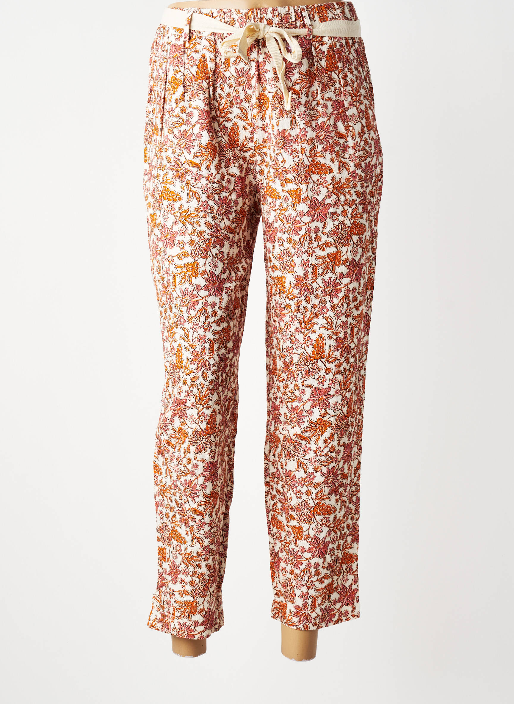Pantalon 7/8 talie elastică mărime normală portocalie C'EST BEAU LA VIE femeie