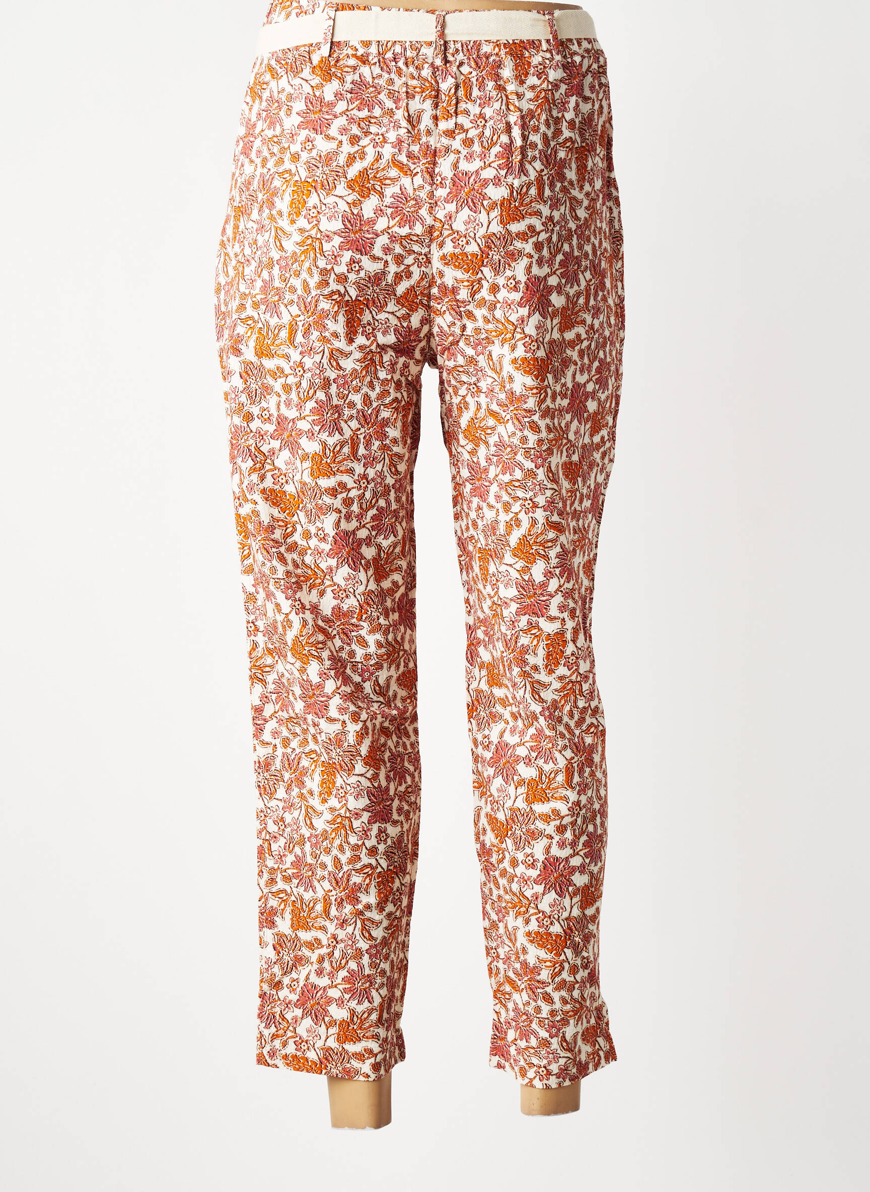 Pantalon 7/8 talie elastică mărime normală portocalie C'EST BEAU LA VIE femeie