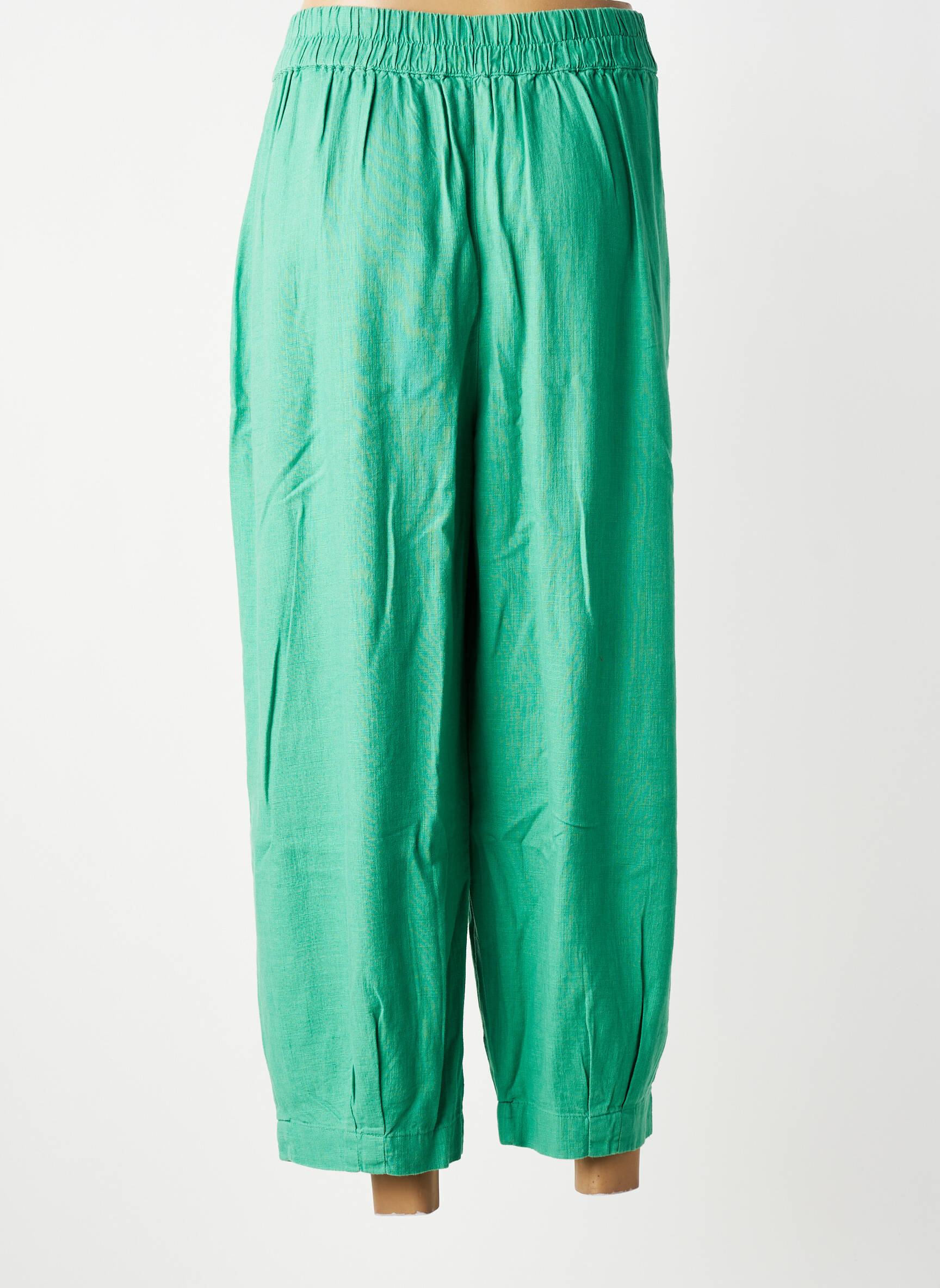 Pantalon 7/8 talie cu cleme mărime normală verde LILY & ME femeie