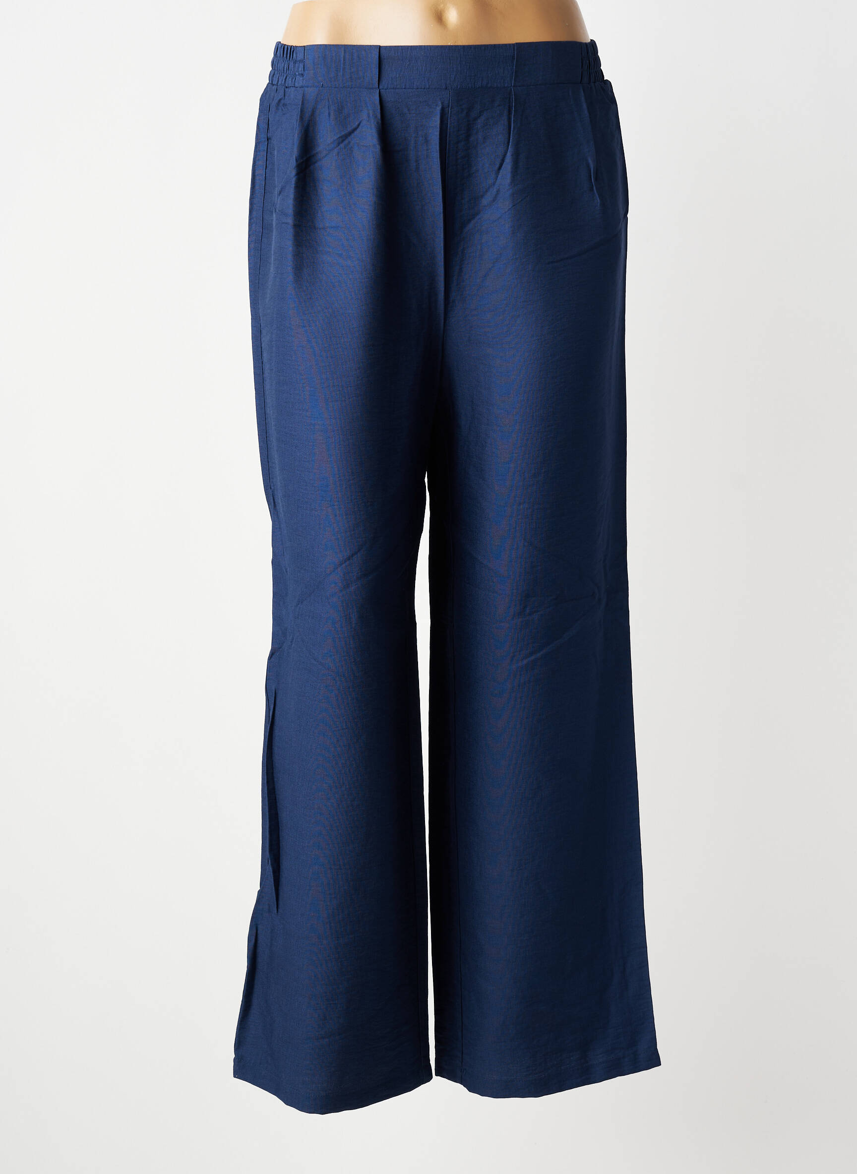 Pantalon larg țesătură crep mărime normală albastru C'EST BEAU LA VIE femeie