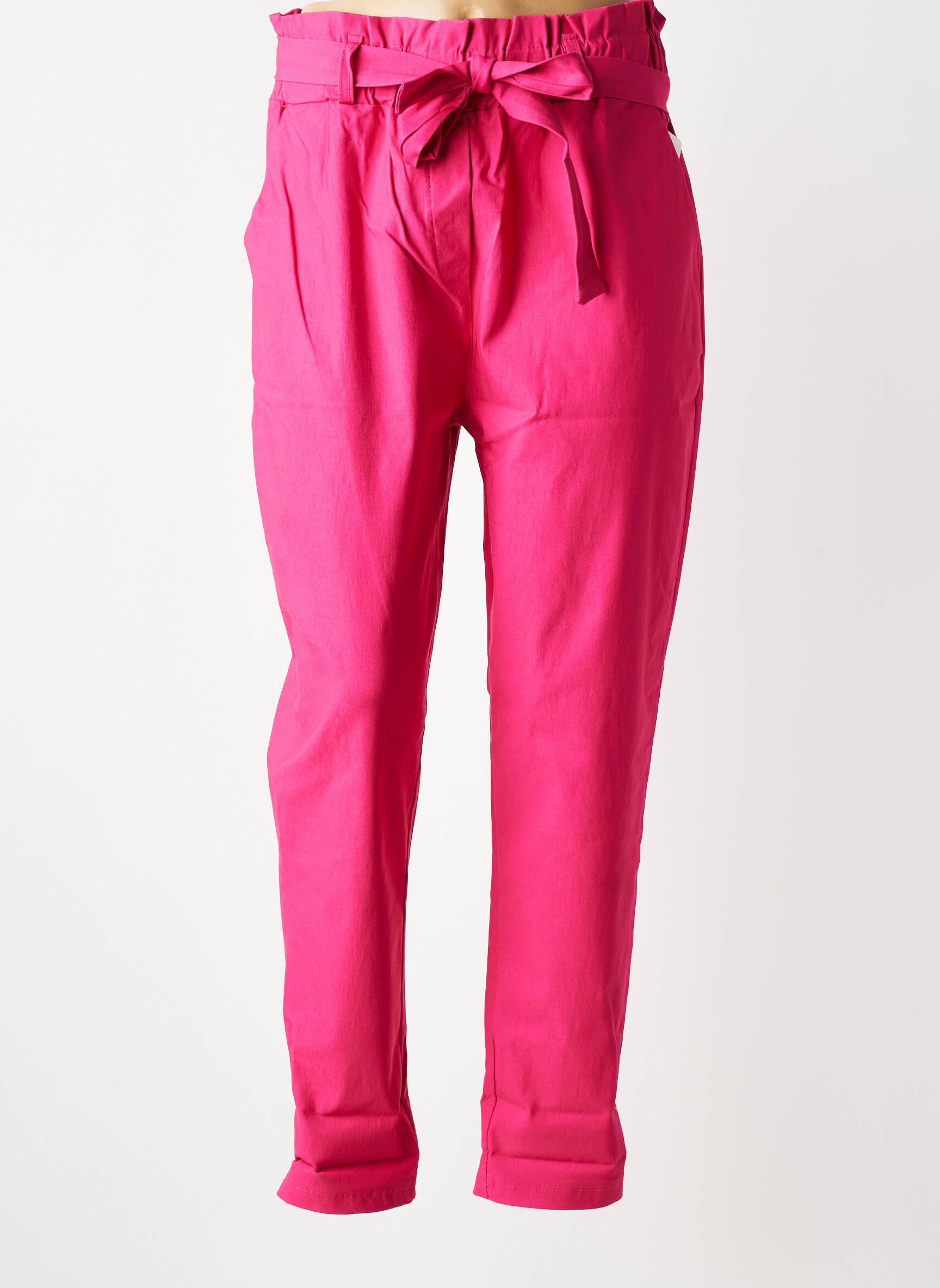 Pantalon slim talie înaltă talie înaltă roz MILY femeie