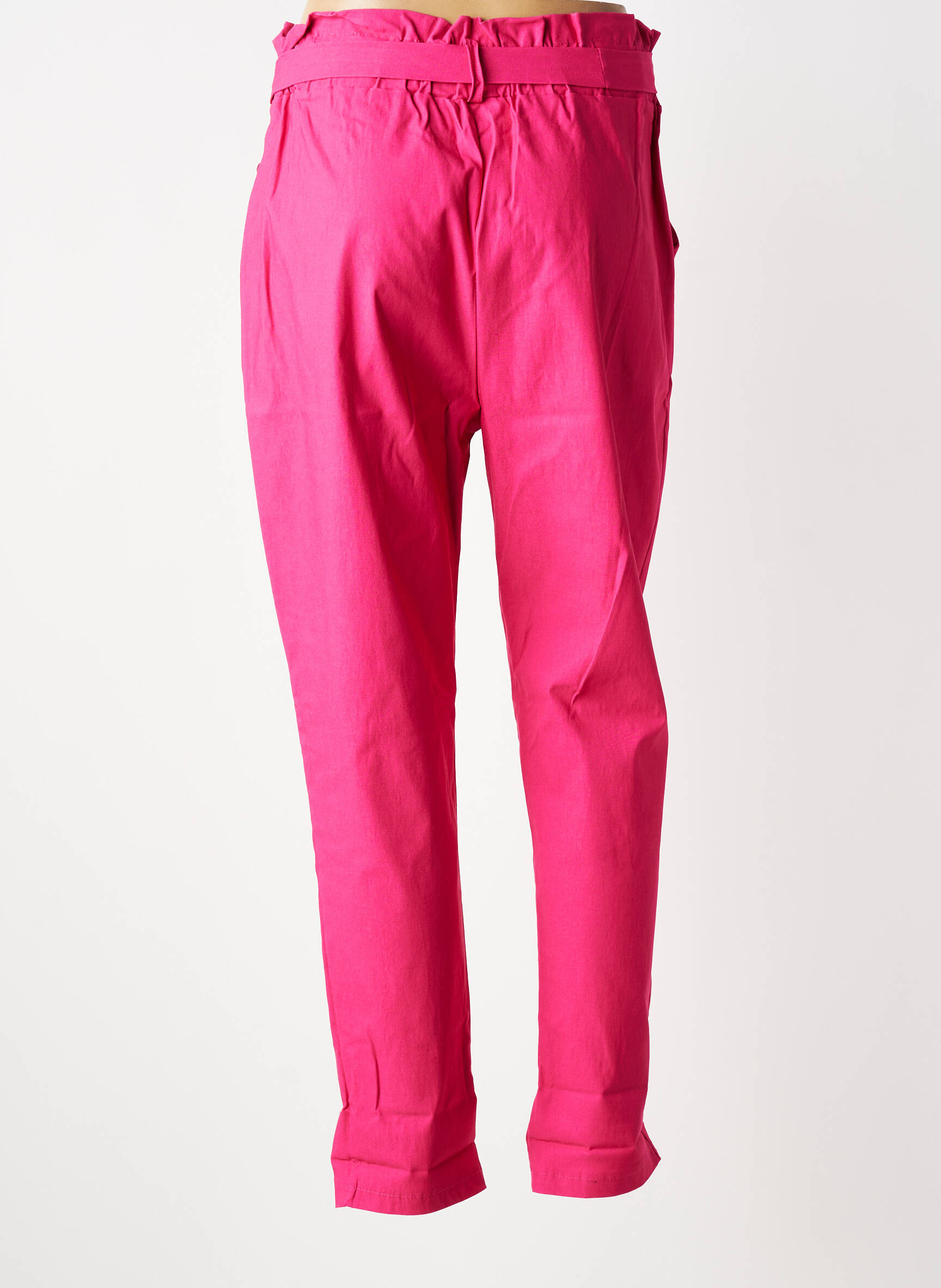 Pantalon slim talie înaltă talie înaltă roz MILY femeie
