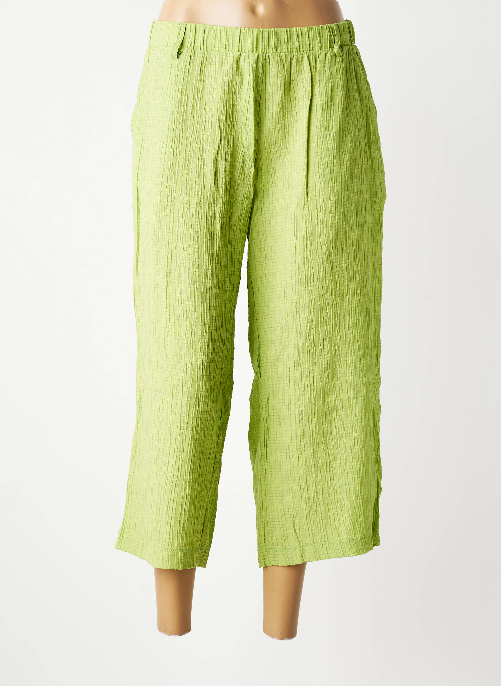 Pantalon trei sferturi talie elastică mărime normală verde ZHENZI femeie