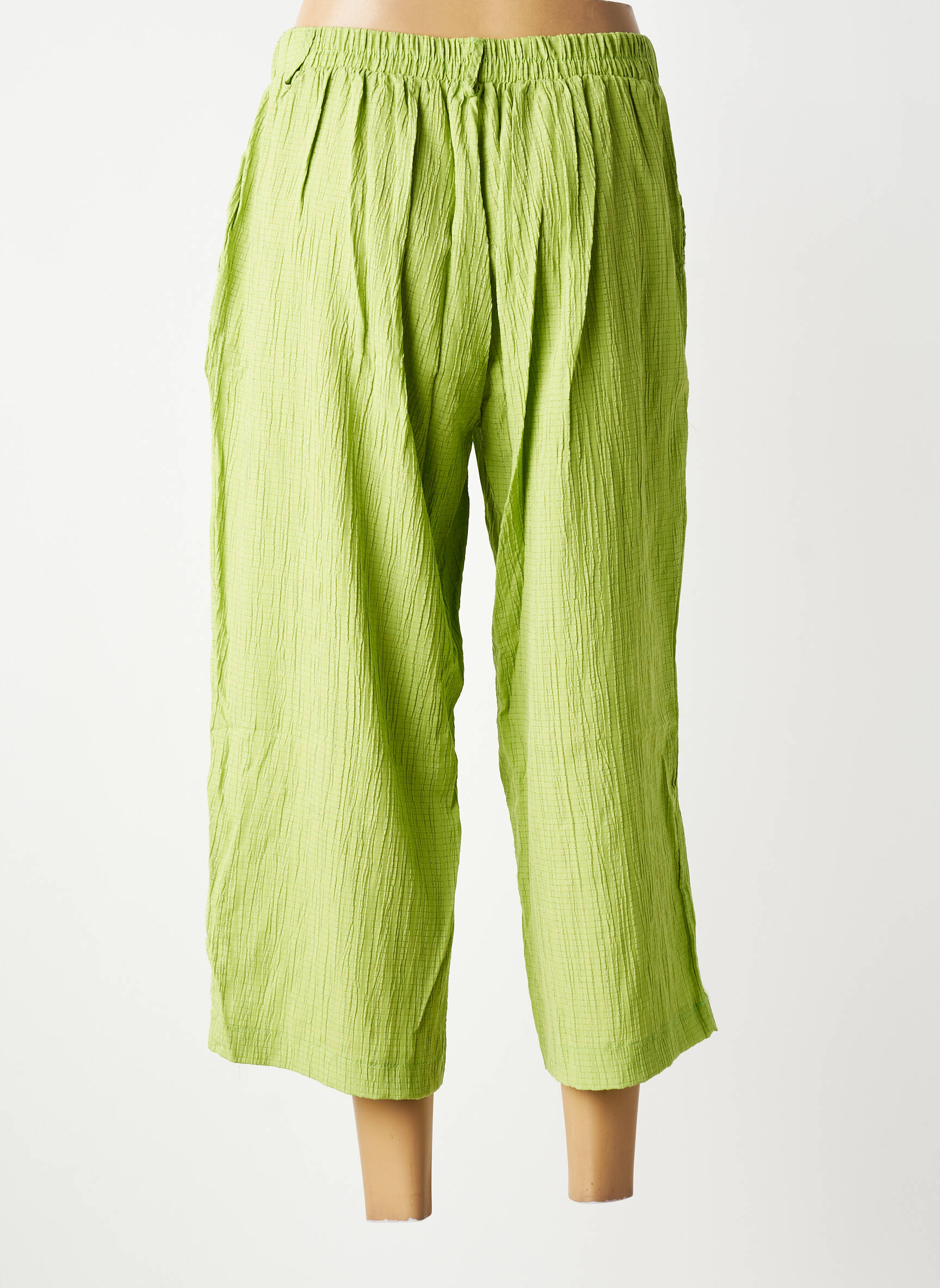 Pantalon trei sferturi talie elastică mărime normală verde ZHENZI femeie