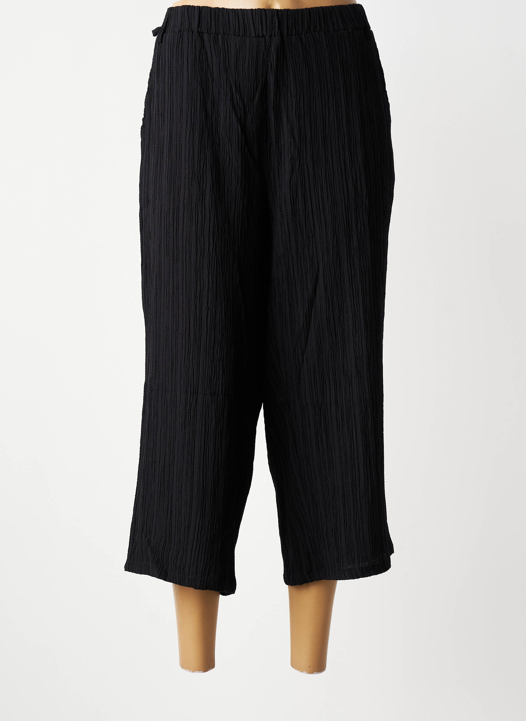Pantalon trei sferturi talie elastică mărime normală negru ZHENZI femeie