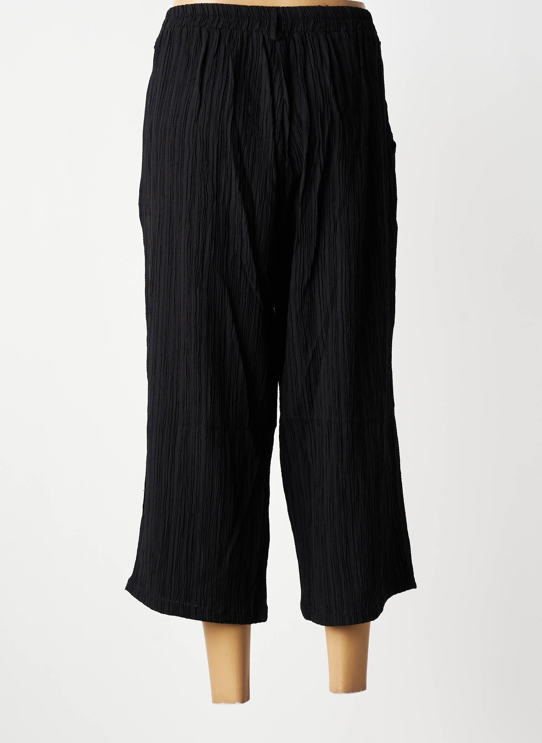 Pantalon trei sferturi talie elastică mărime normală negru ZHENZI femeie
