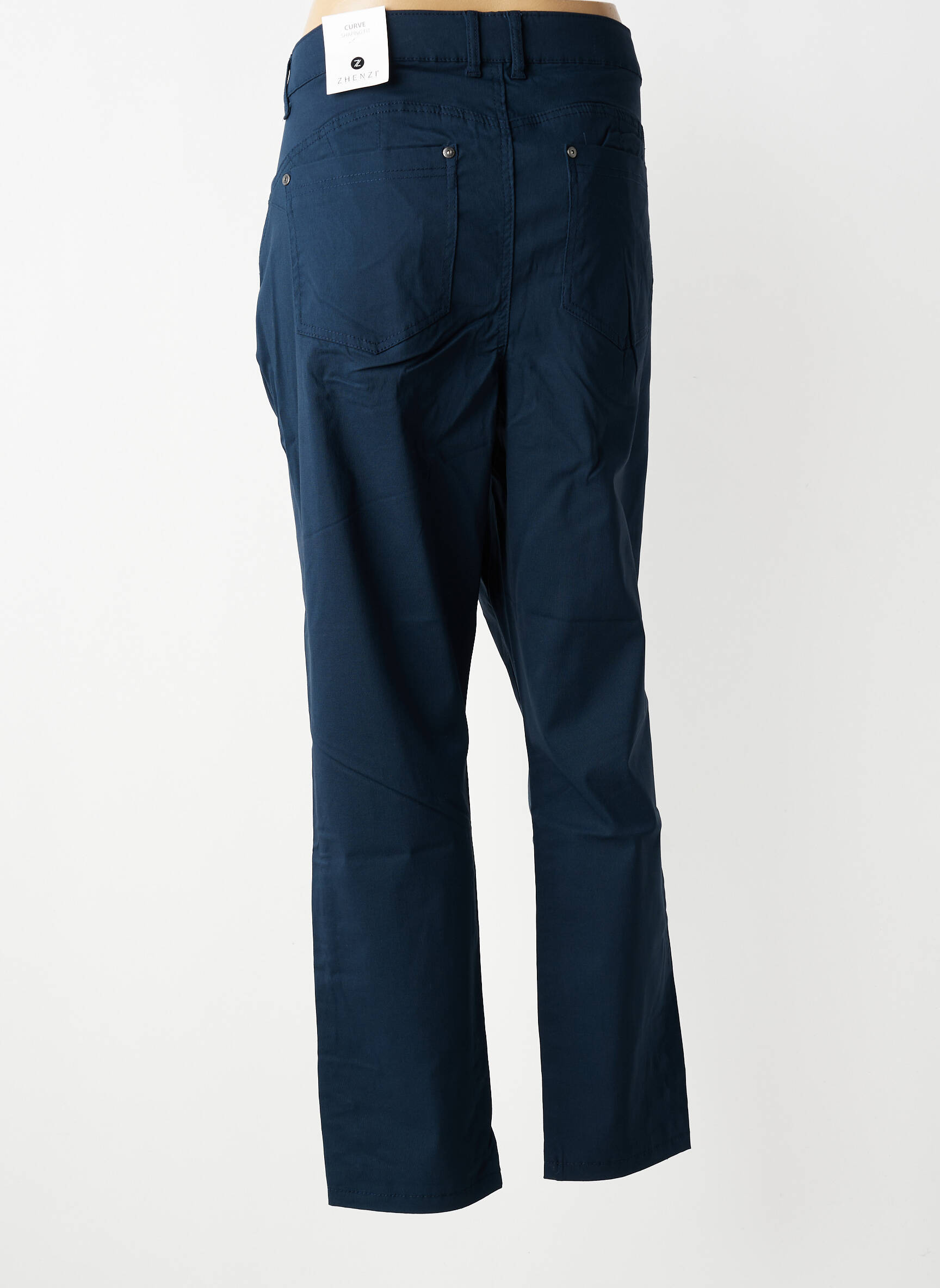 Pantalon drept elasticitate mărime normală albastru ZHENZI femeie