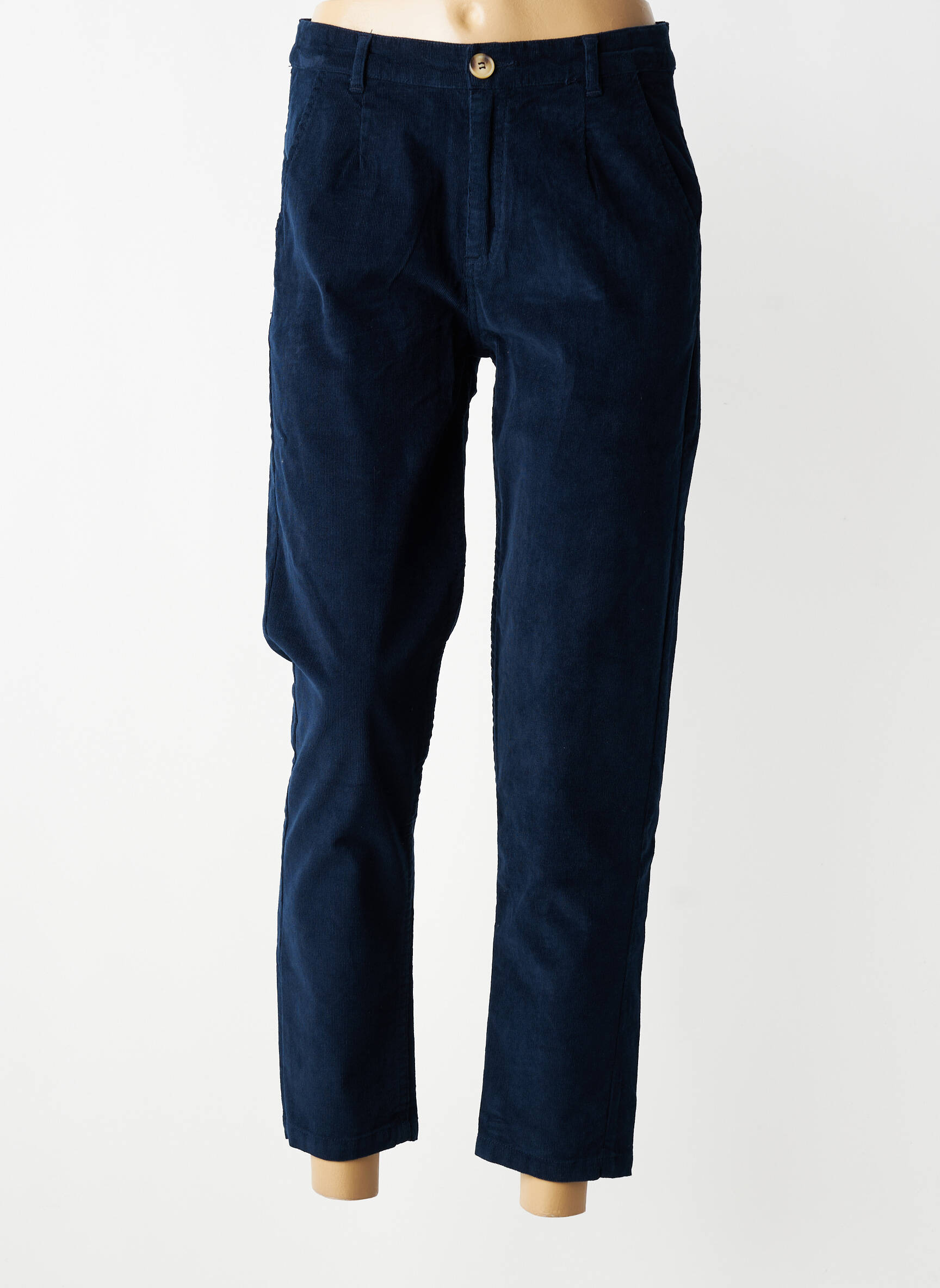 Pantalon slim talie elastică mărime normală albastru LILY & ME femeie