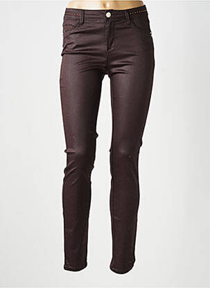 Pantalon slim țesătură poplin mărime normală maro MORGAN femeie