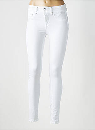 Pantalon slim țesătură poplin mărime normală alb ONE SIZE FILTS ALL femeie
