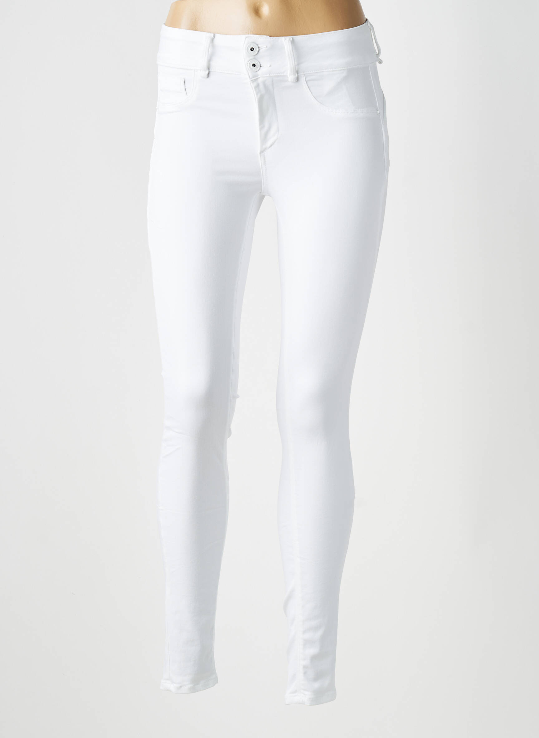 Pantalon slim țesătură poplin mărime normală alb ONE SIZE FILTS ALL femeie