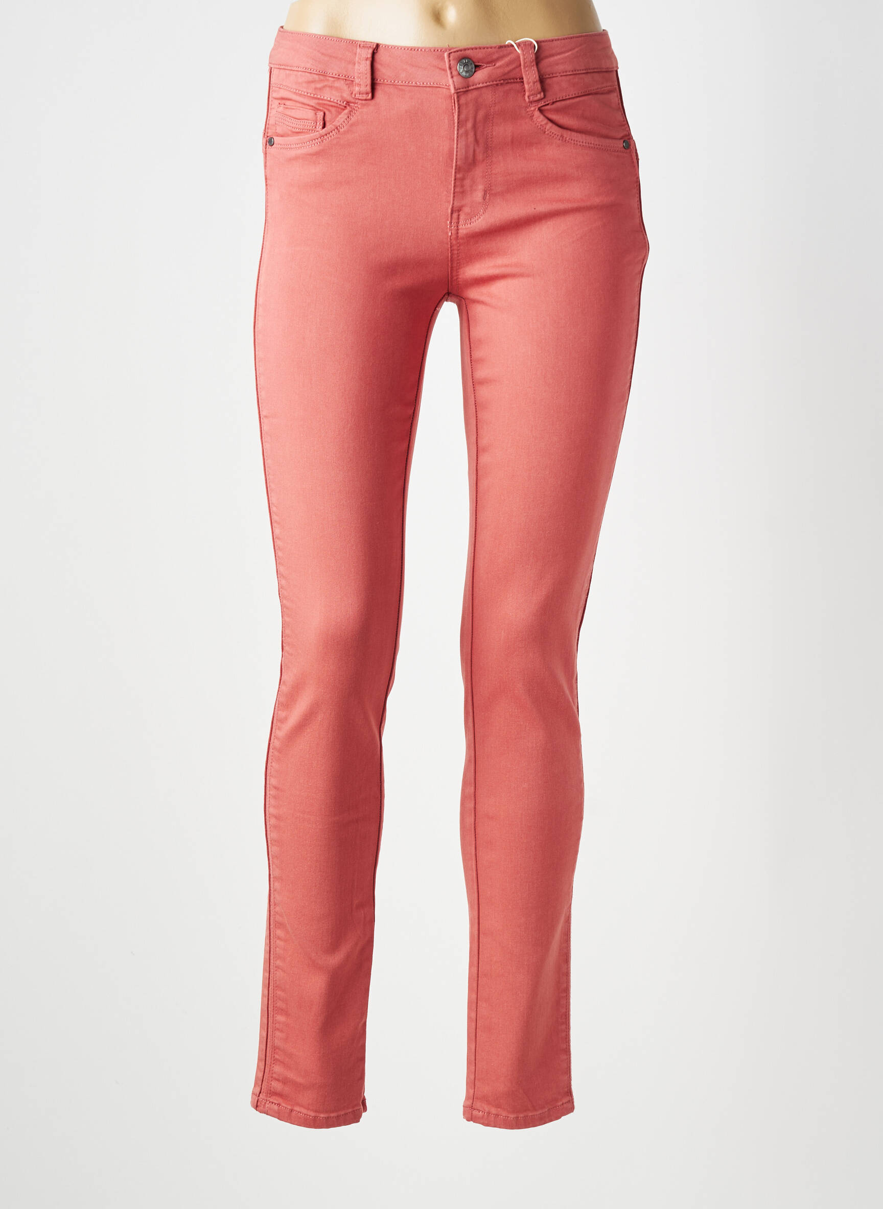 Pantalon slim țesătură poplin mărime normală roz C'EST BEAU LA VIE femeie