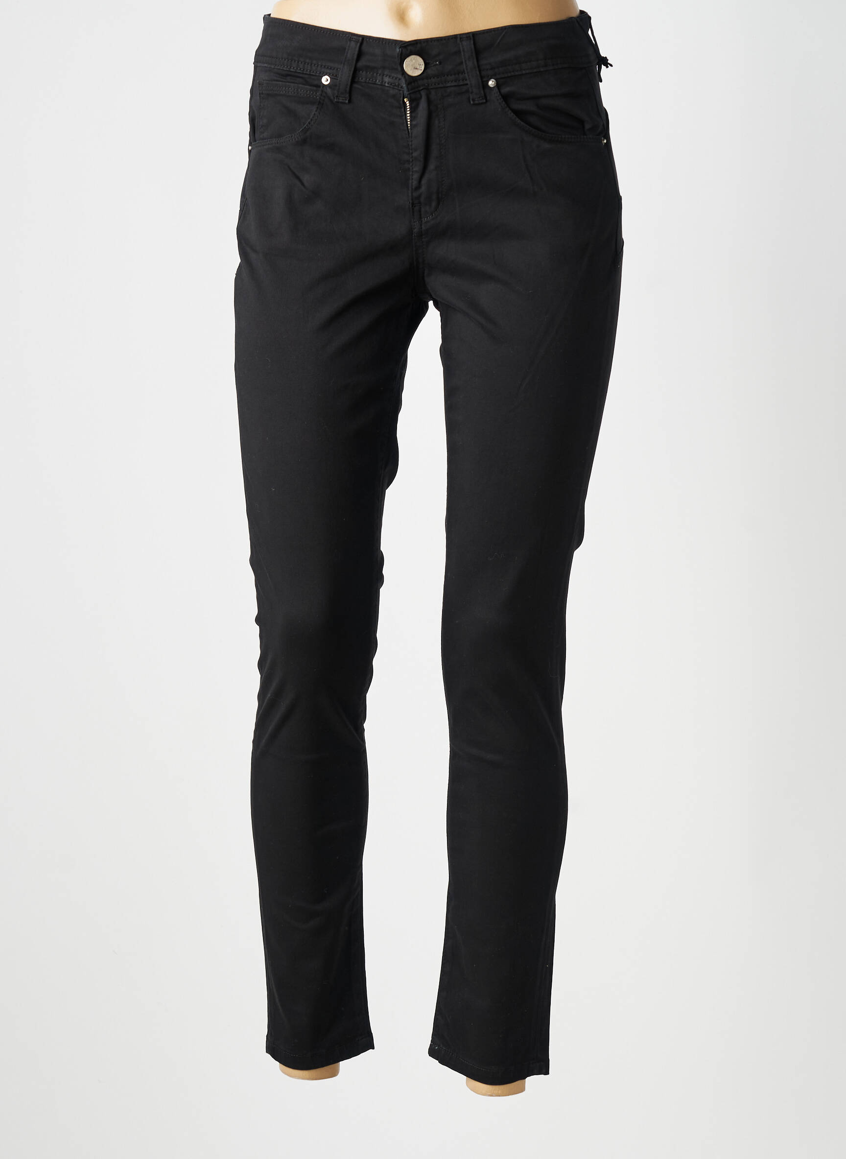 Pantalon slim țesătură poplin mărime normală negru NOIR'N'BLEU femeie
