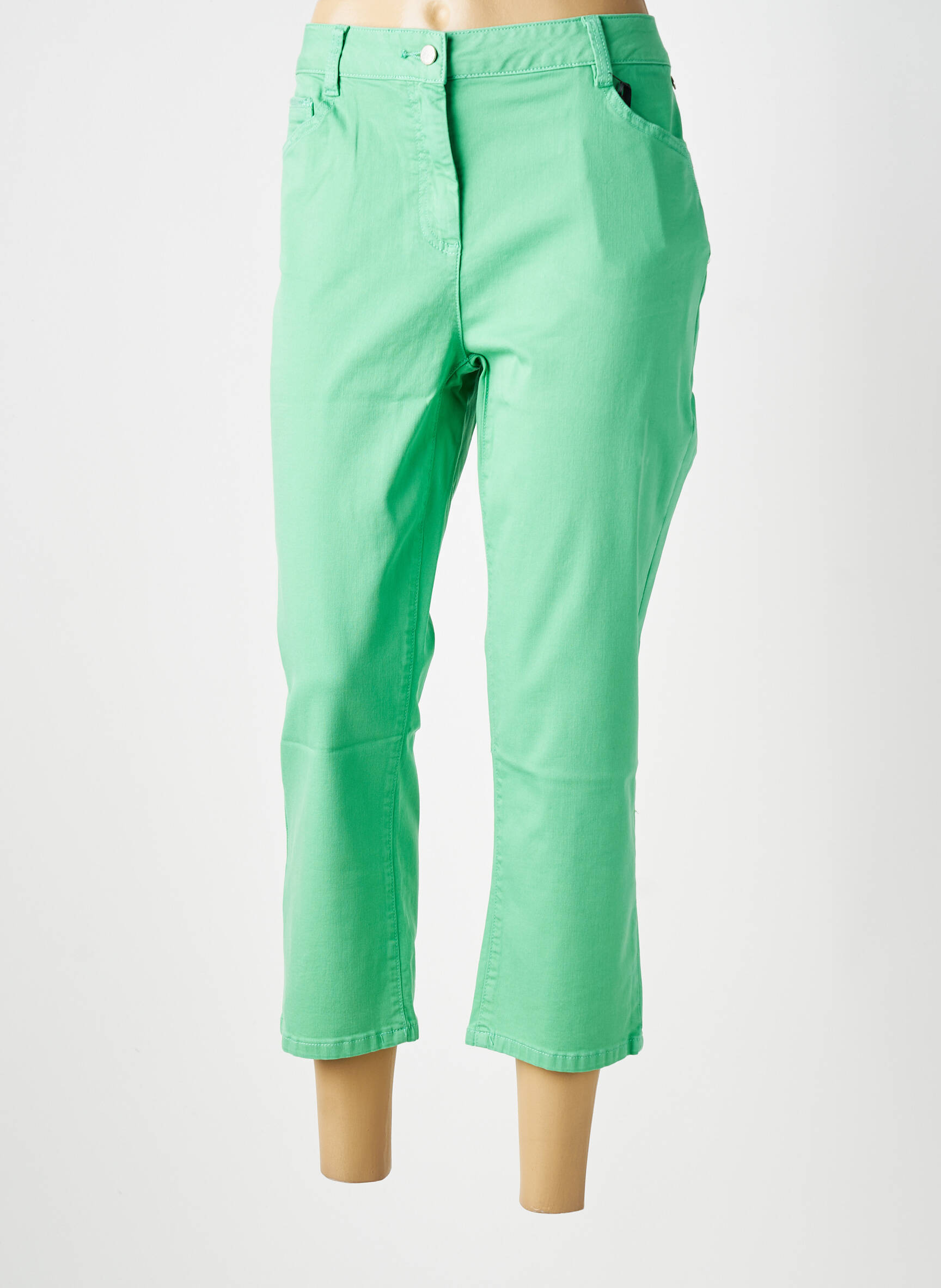 Pantalon trei sferturi croială dreaptă mărime normală verde JULIE GUERLANDE femeie