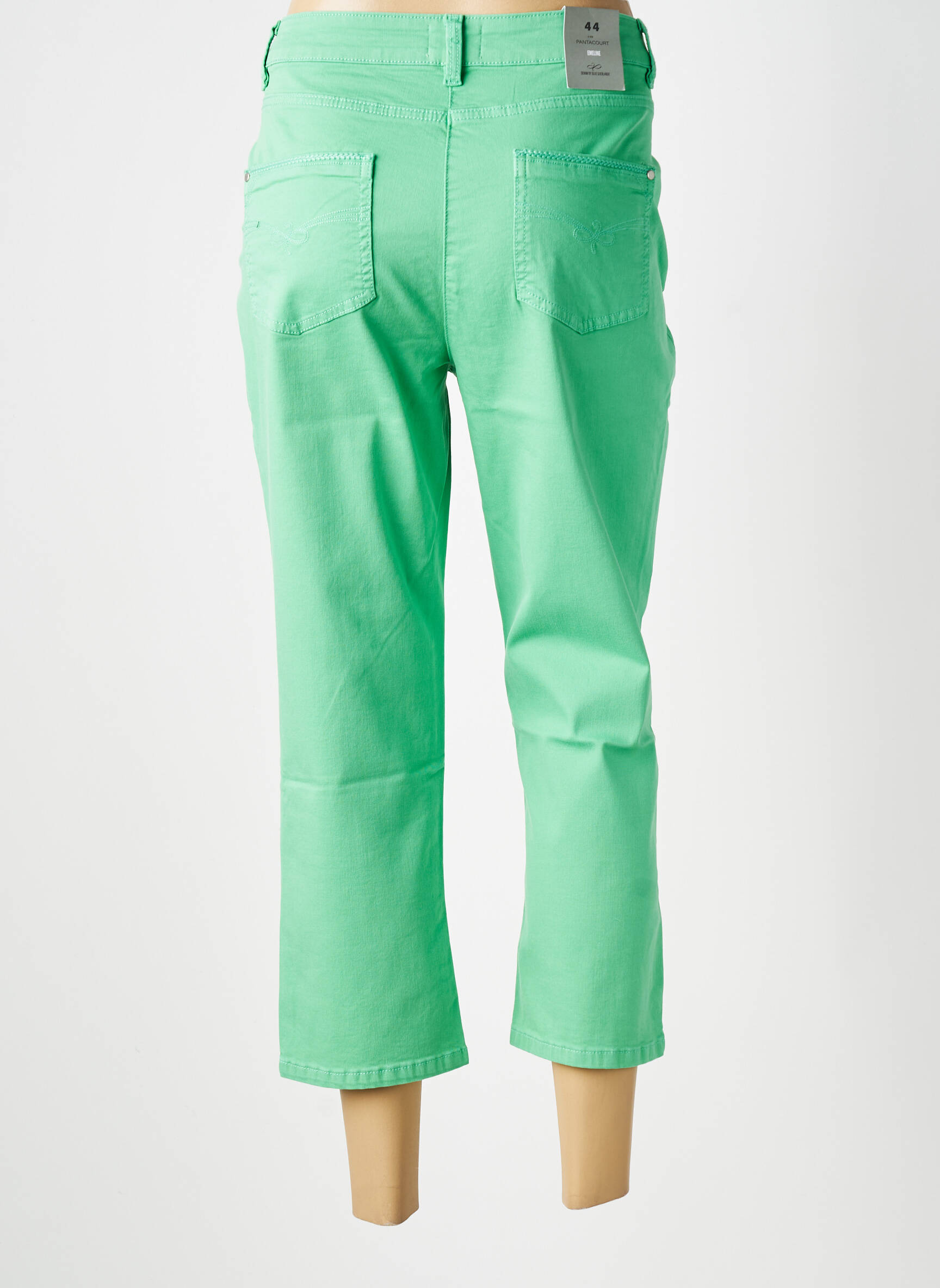 Pantalon trei sferturi croială dreaptă mărime normală verde JULIE GUERLANDE femeie