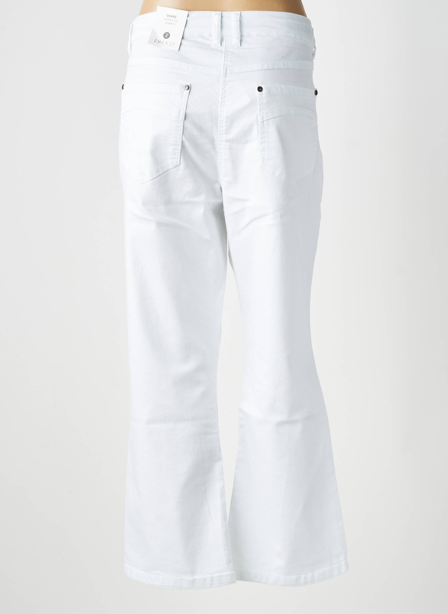 Pantalon drept elasticitate mărime normală alb ZHENZI femeie