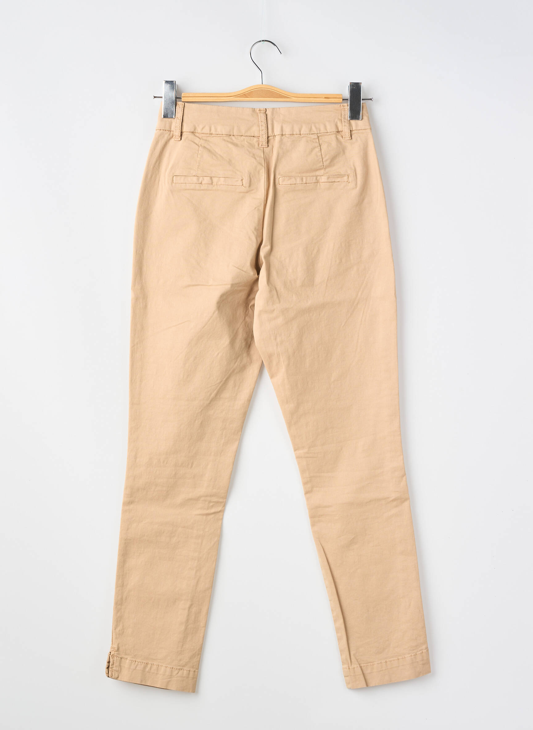 Pantalon slim țesătură poplin mărime normală bej KAFFE femeie