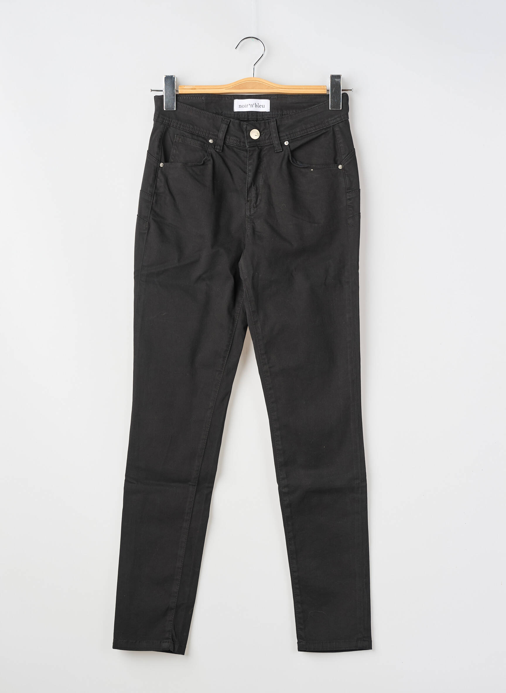 Pantalon slim țesătură poplin mărime normală negru NOIR'N'BLEU femeie