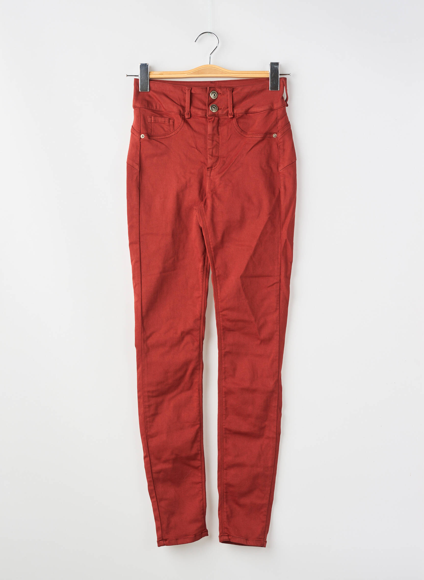 Pantalon slim țesătură poplin mărime normală portocalie ONE SIZE FILTS ALL femeie