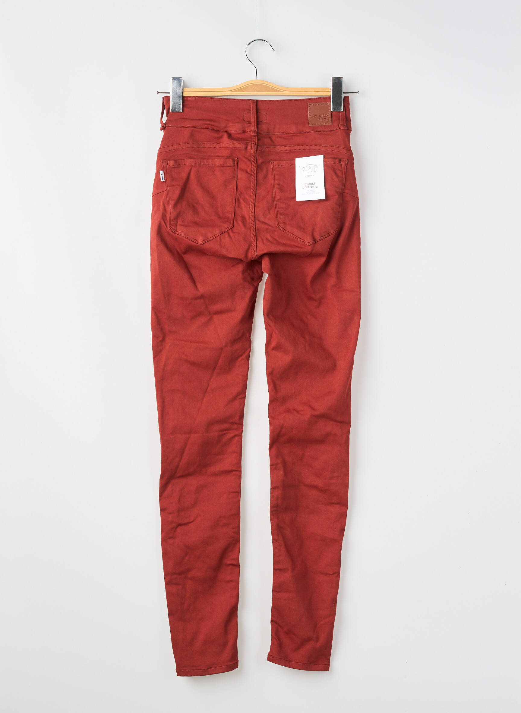 Pantalon slim țesătură poplin mărime normală portocalie ONE SIZE FILTS ALL femeie