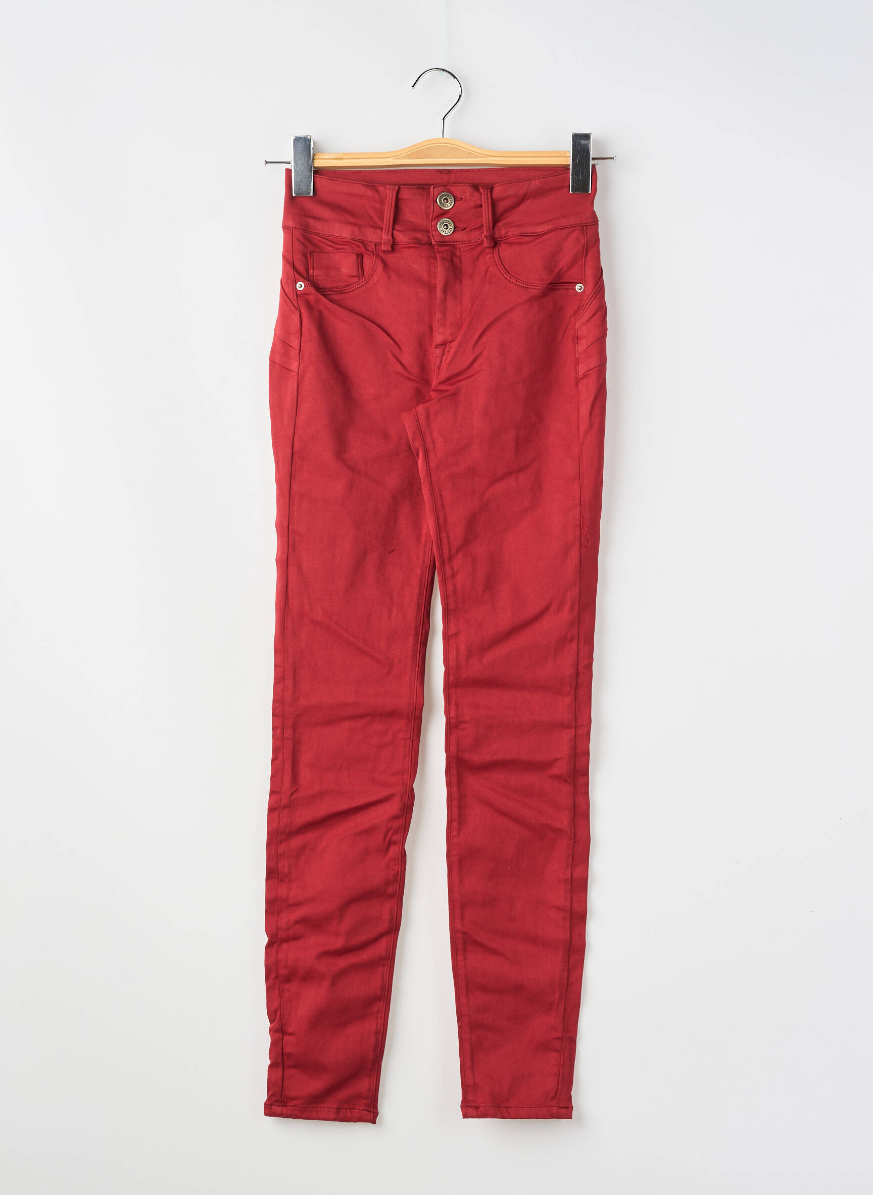 Pantalon slim țesătură poplin mărime normală roșu ONE SIZE FILTS ALL femeie