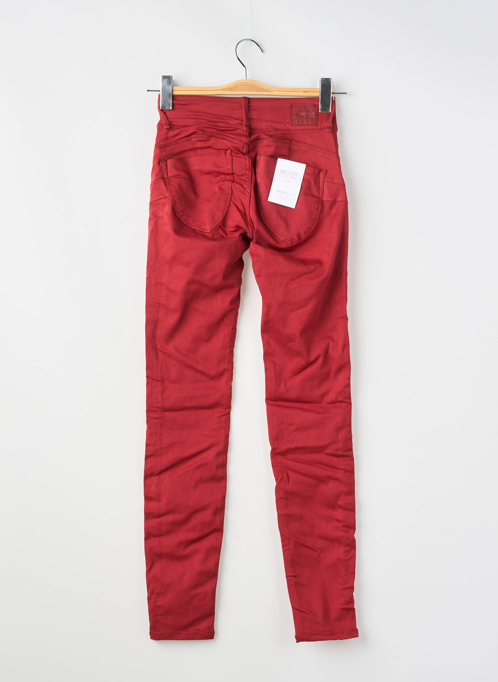 Pantalon slim țesătură poplin mărime normală roșu ONE SIZE FILTS ALL femeie