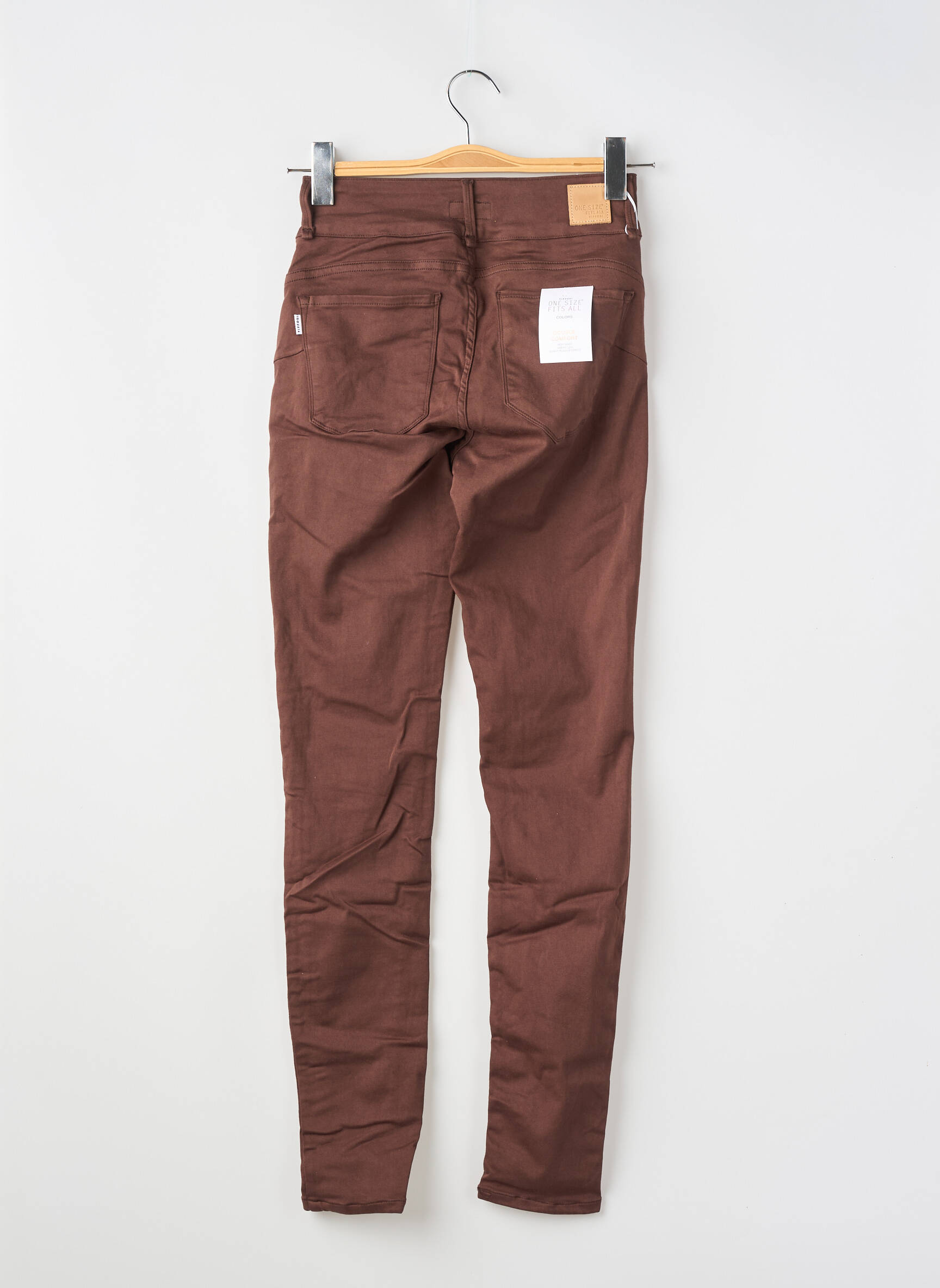 Pantalon slim țesătură poplin mărime normală maro ONE SIZE FILTS ALL femeie