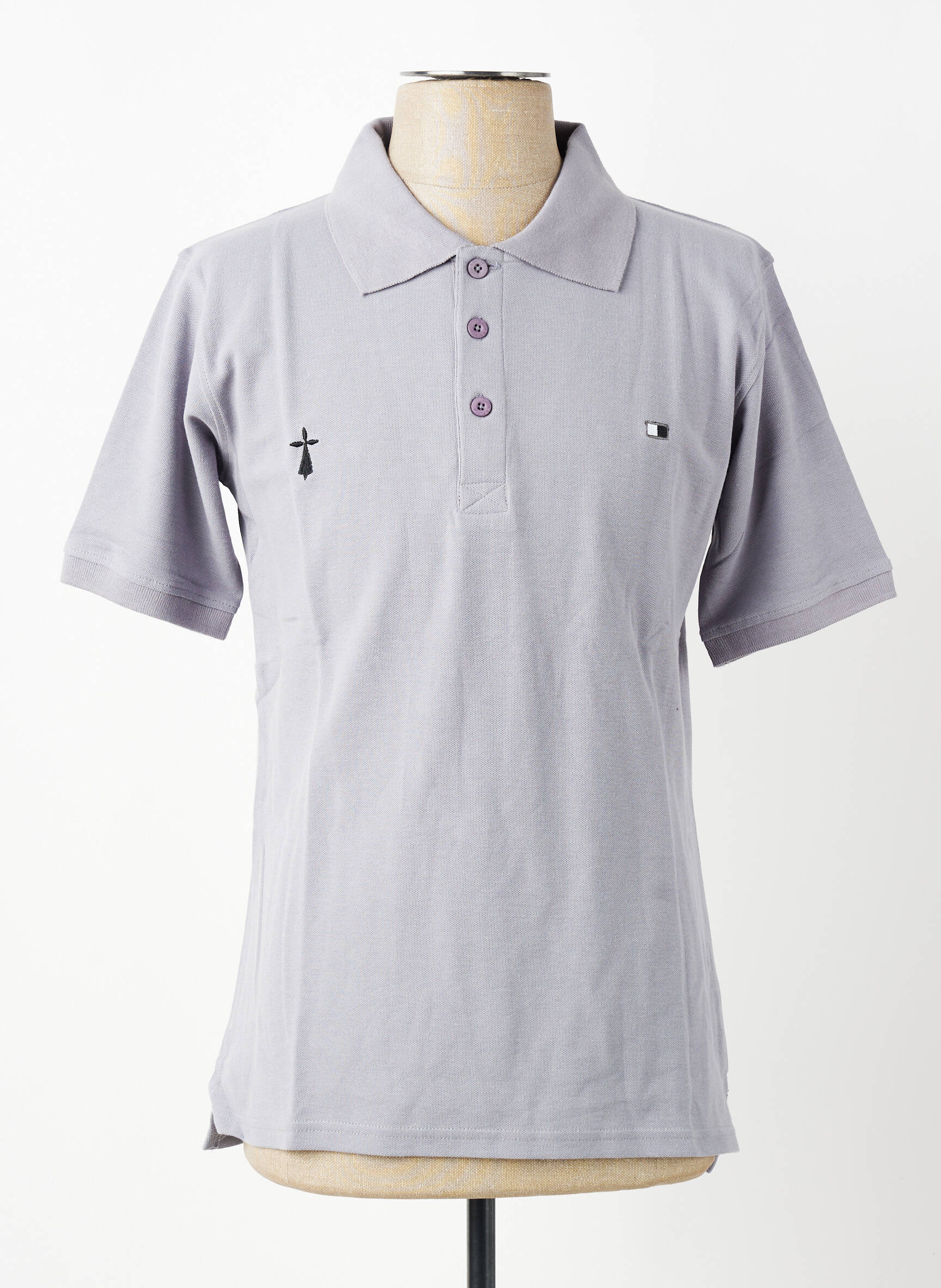 Polo croială dreaptă mâneci scurte gri GWEN & BLACK bărbat