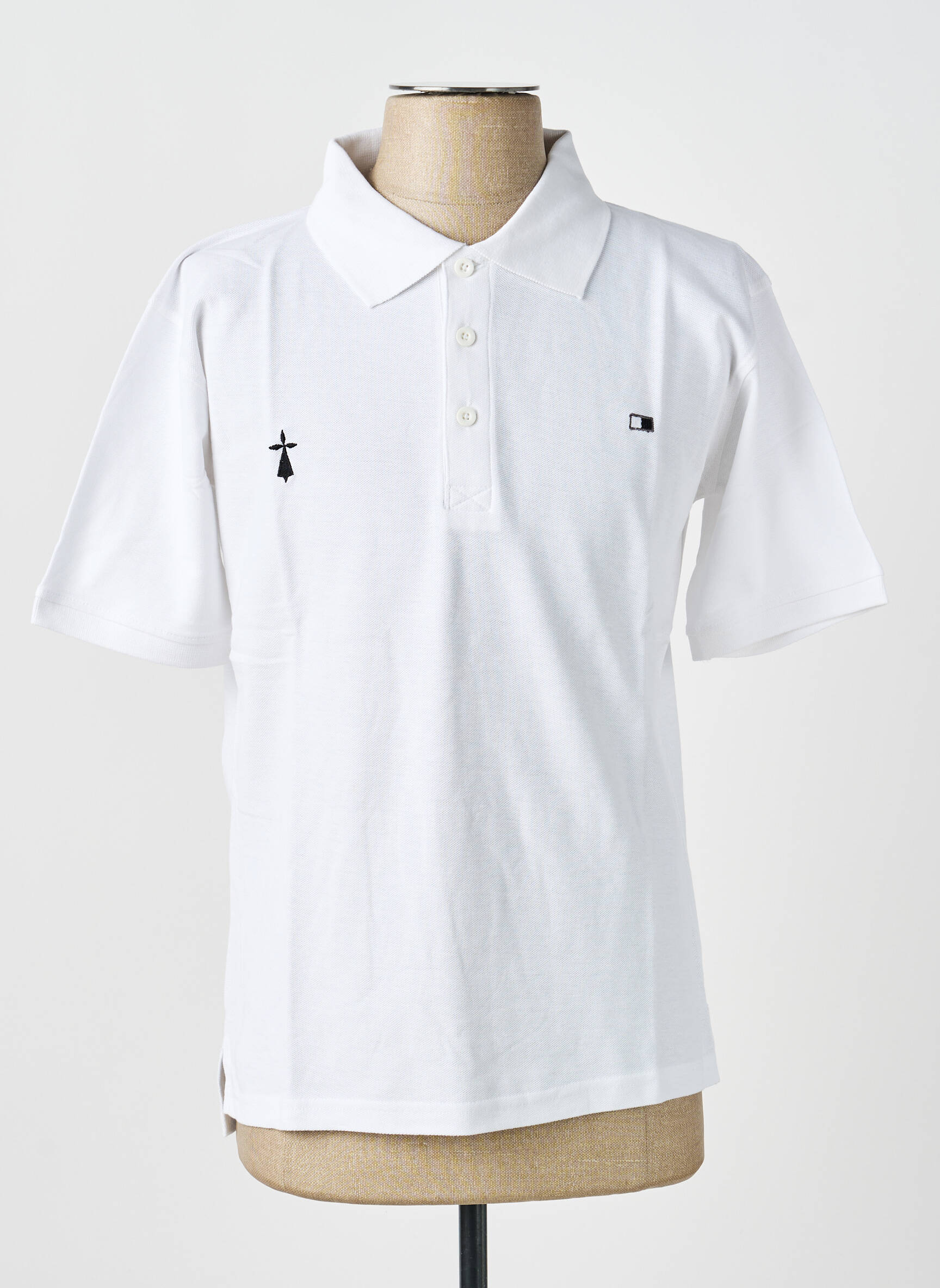 Polo croială dreaptă mâneci scurte alb GWEN & BLACK bărbat
