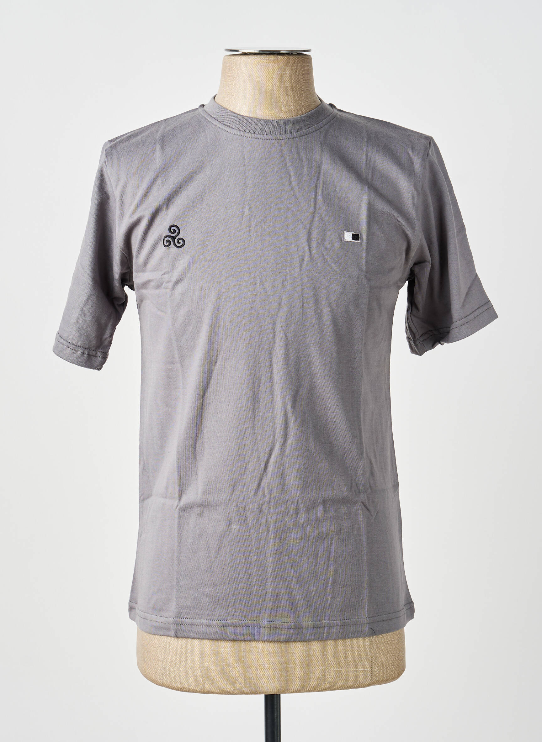 Tricou broderie mâneci scurte gri GWEN & BLACK bărbat