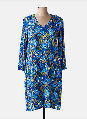 Rochie scurtă imprimeu floral mâneci 3/4 albastru LE PETIT BAIGNEUR femeie